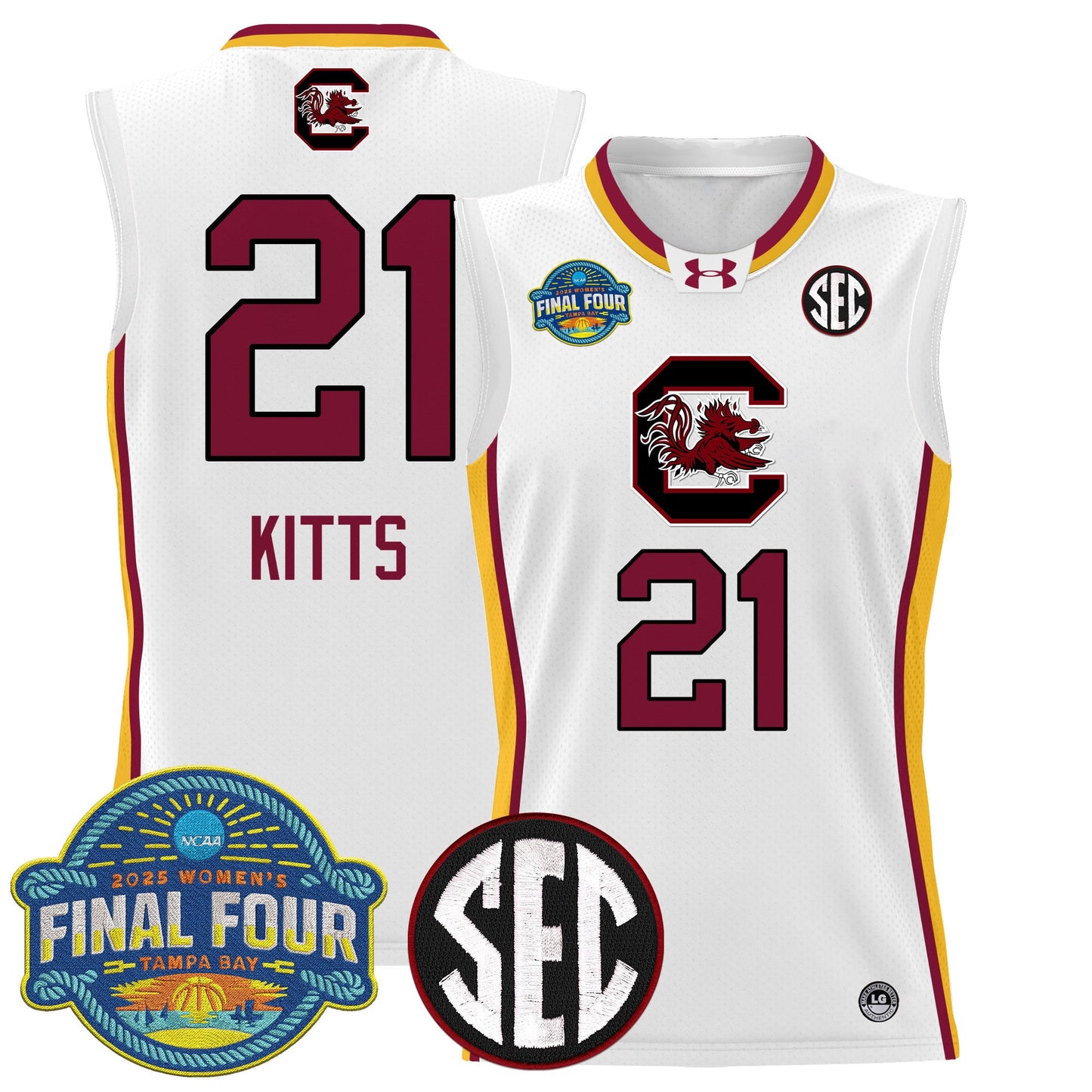 Men's Size - South Carolina Gamecocks 2025 Sec Women's Final Four Patch Lightweight Basketball Jersey - All Stitched