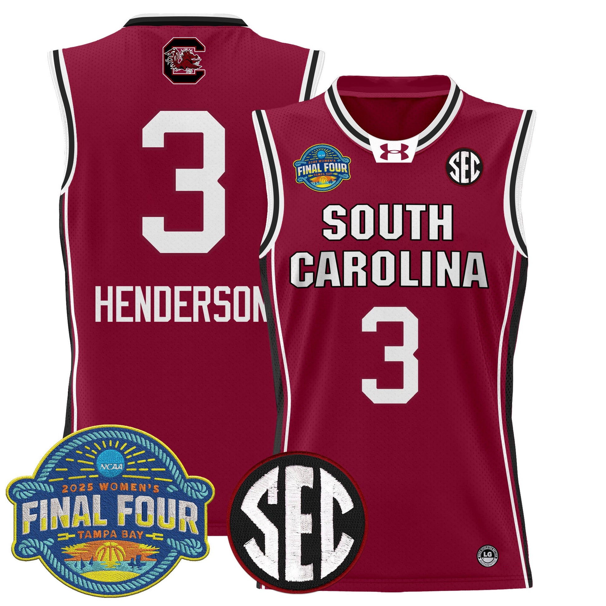 Men's Size - South Carolina Gamecocks 2025 Sec Women's Final Four Patch Lightweight Basketball Jersey - All Stitched