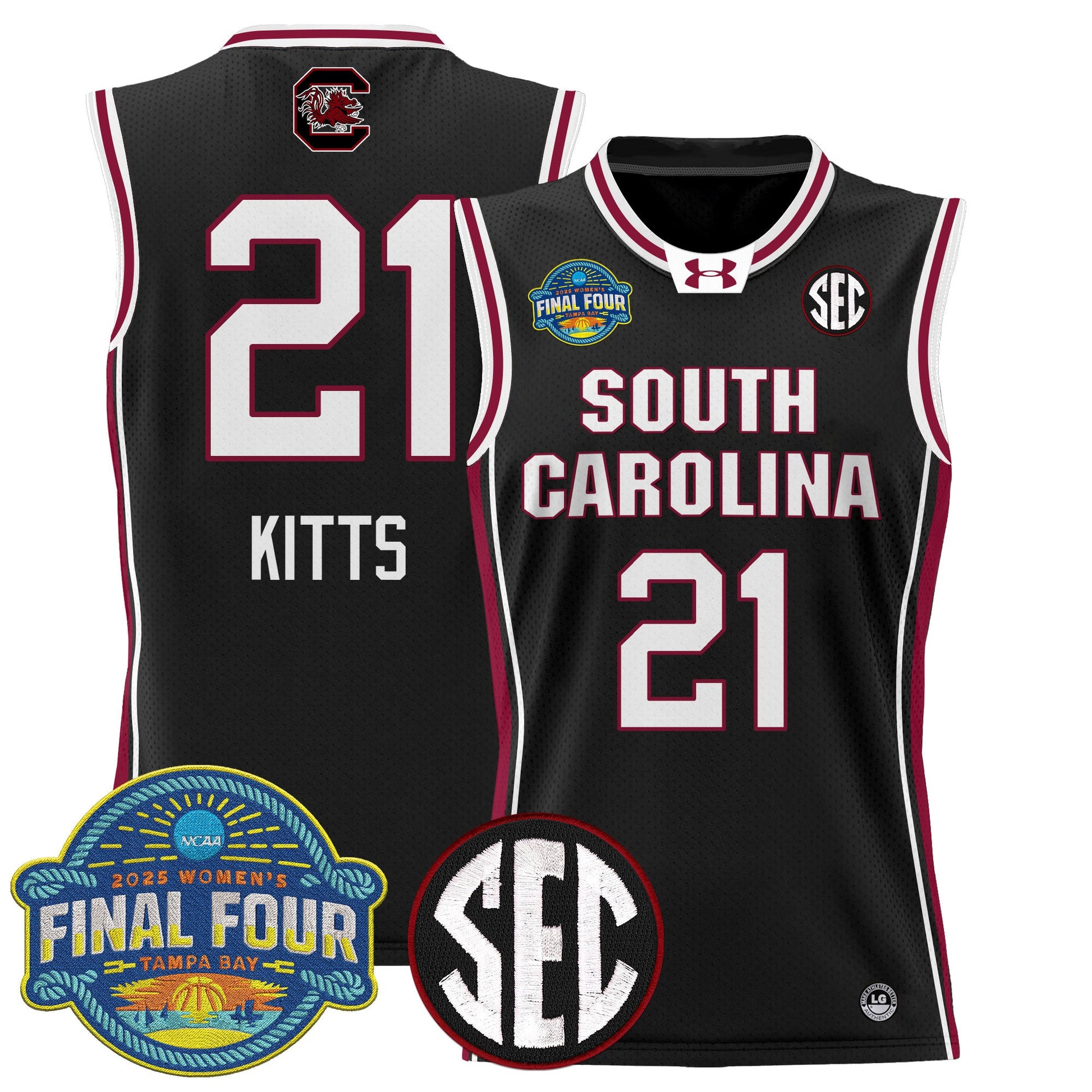 Men's Size - South Carolina Gamecocks 2025 Sec Women's Final Four Patch Lightweight Basketball Jersey - All Stitched