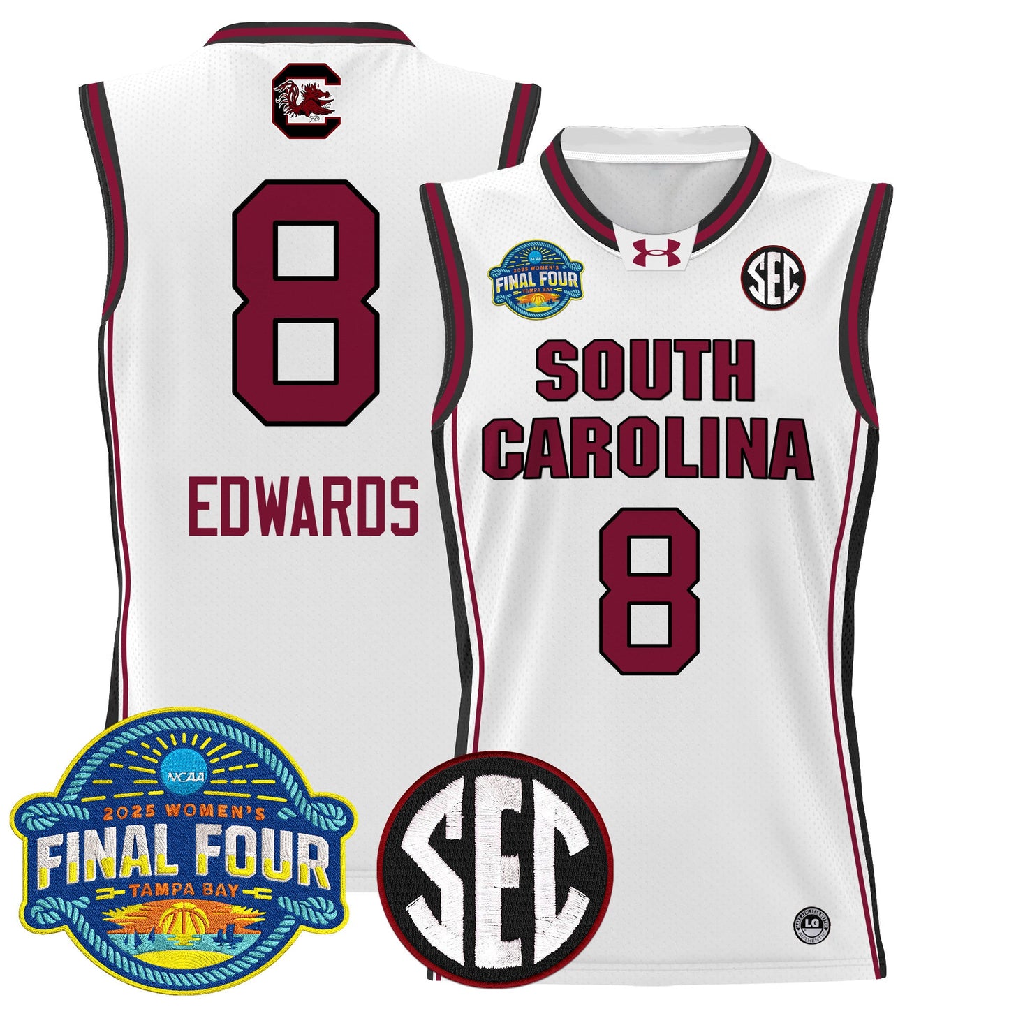 Men's Size - South Carolina Gamecocks 2025 Sec Women's Final Four Patch Lightweight Basketball Jersey - All Stitched