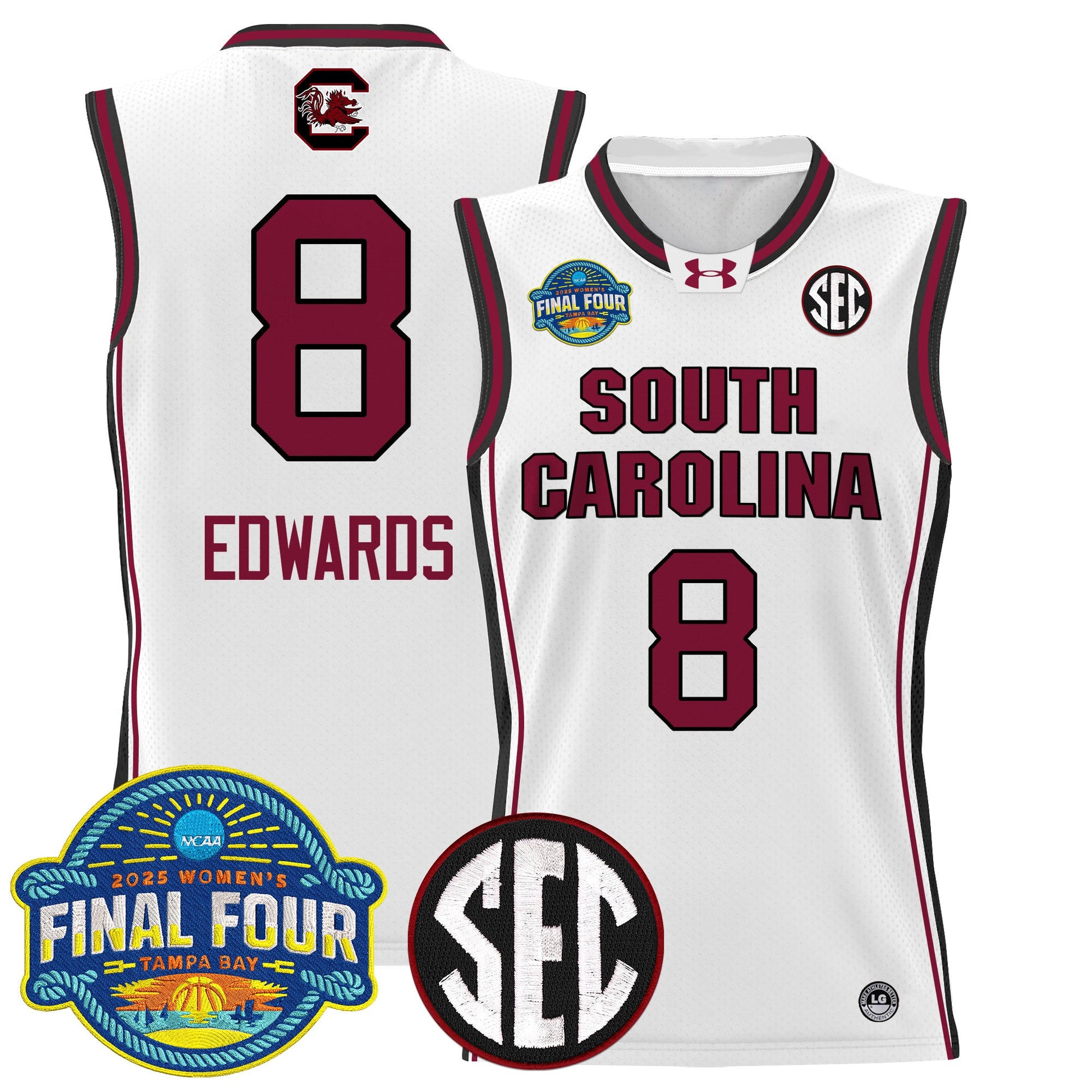 Men's Size - South Carolina Gamecocks 2025 Sec Women's Final Four Patch Lightweight Basketball Jersey - All Stitched