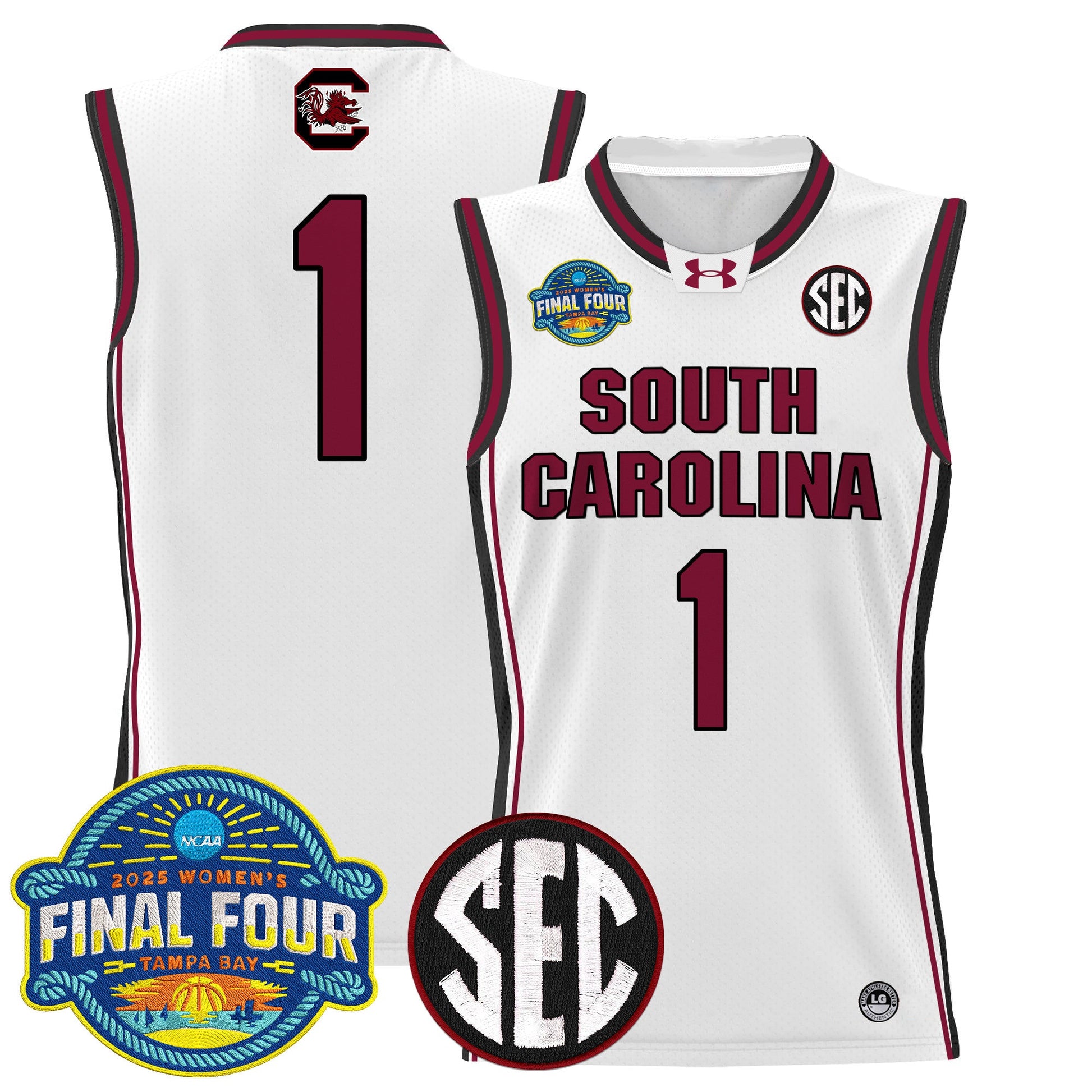 Men's Size - South Carolina Gamecocks 2025 Sec Women's Final Four Patch Lightweight Basketball Jersey - All Stitched