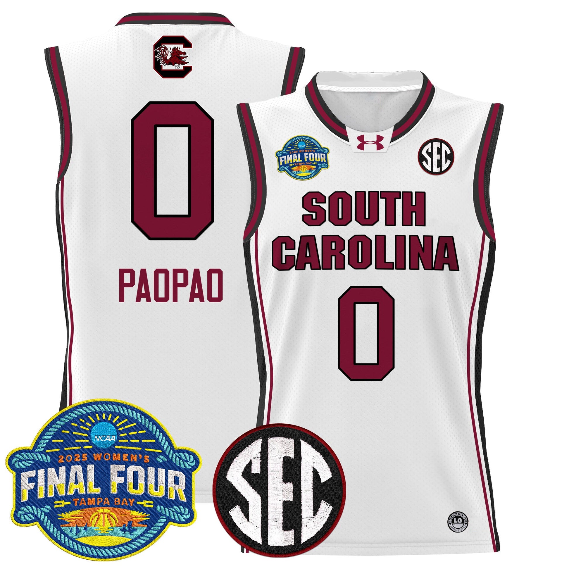 Men's Size - South Carolina Gamecocks 2025 Sec Women's Final Four Patch Lightweight Basketball Jersey - All Stitched