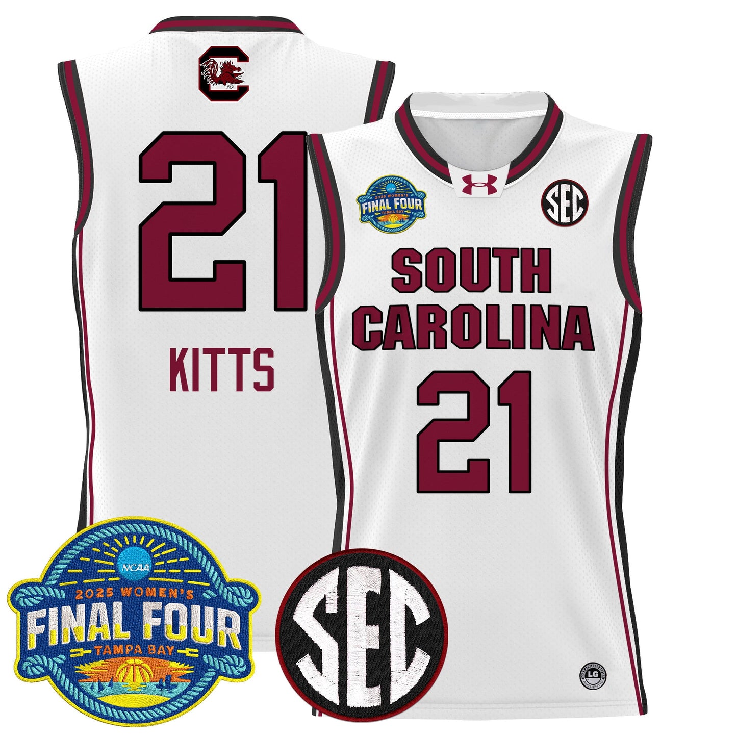 Men's Size - South Carolina Gamecocks 2025 Sec Women's Final Four Patch Lightweight Basketball Jersey - All Stitched