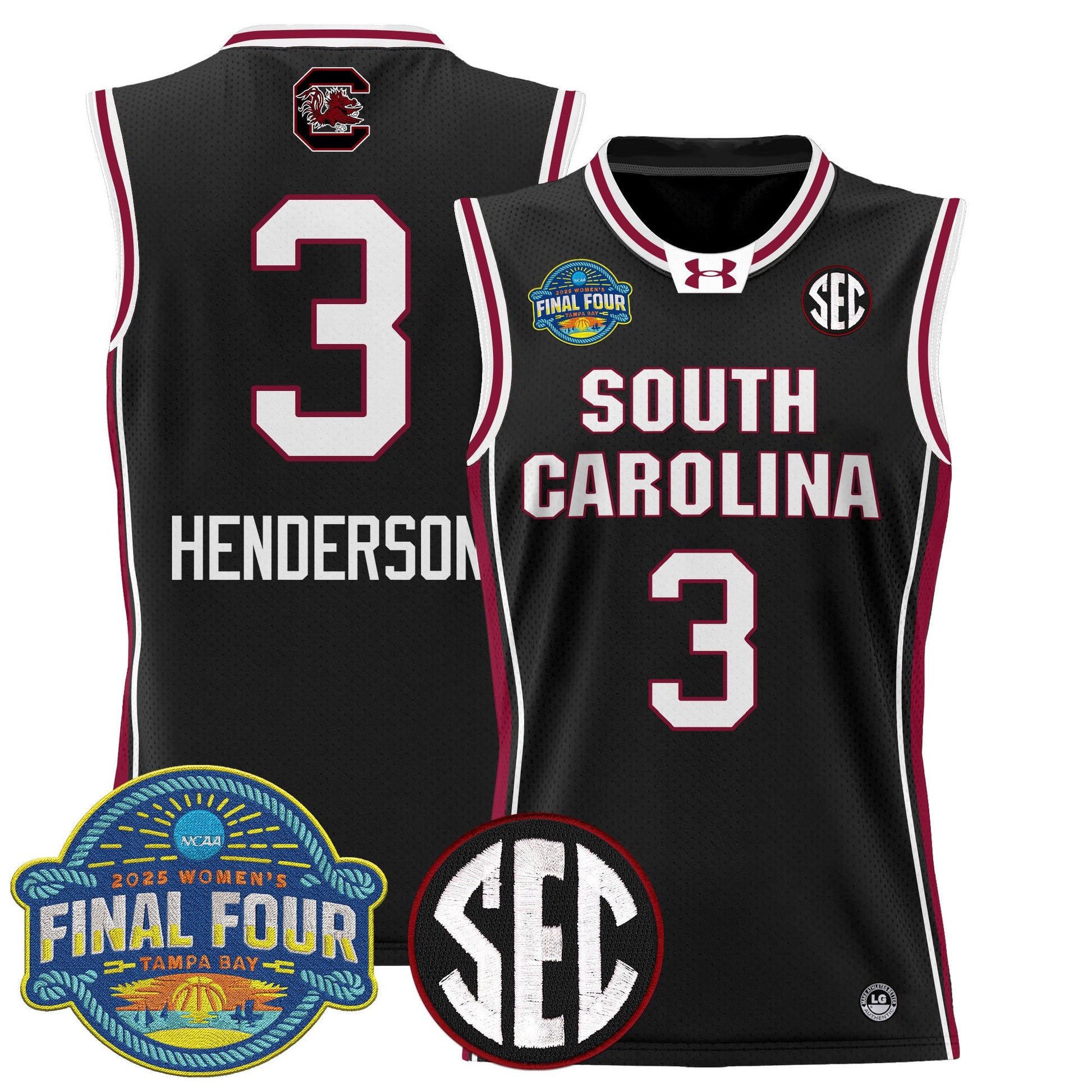 Men's Size - South Carolina Gamecocks 2025 Sec Women's Final Four Patch Lightweight Basketball Jersey - All Stitched