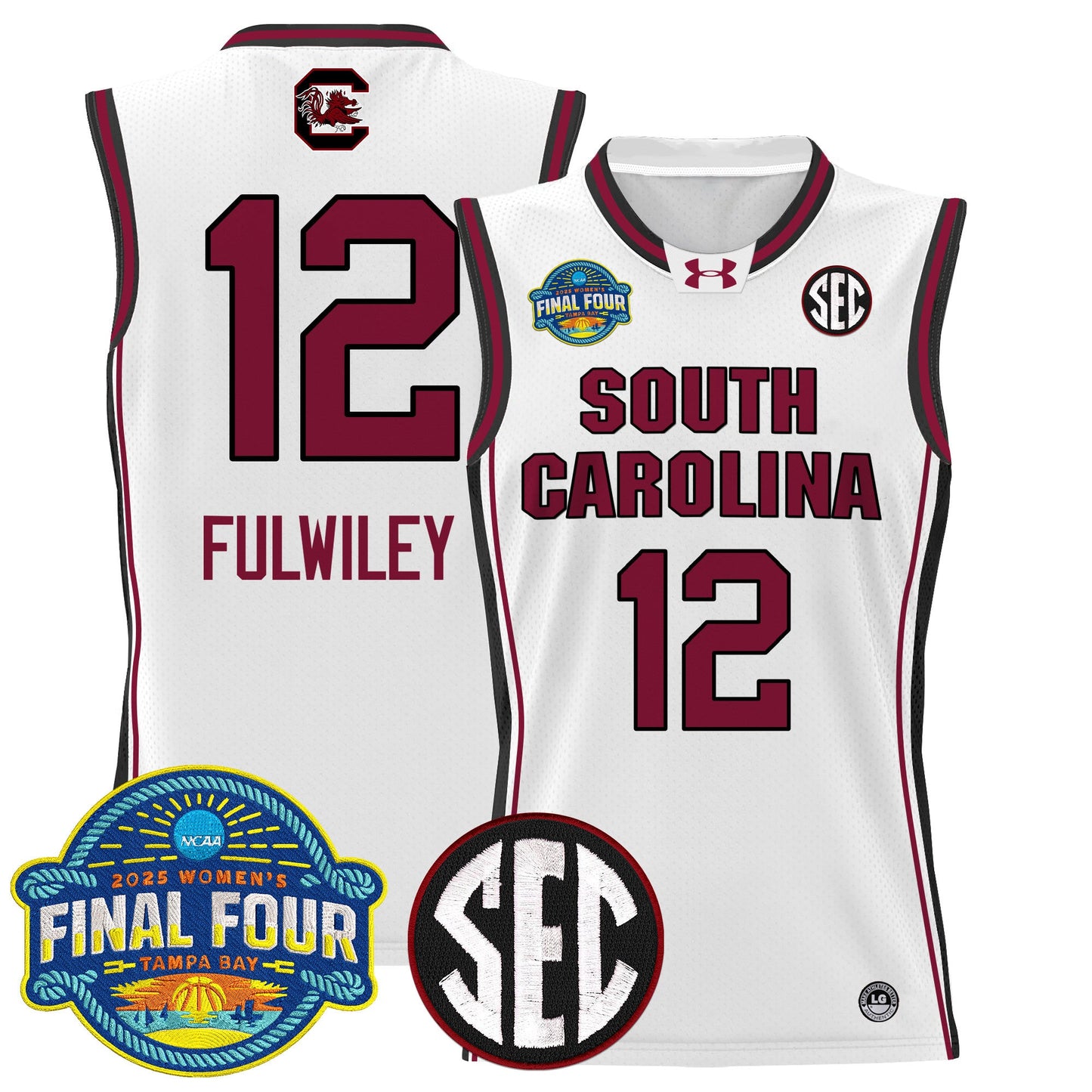 Men's Size - South Carolina Gamecocks 2025 Sec Women's Final Four Patch Lightweight Basketball Jersey - All Stitched