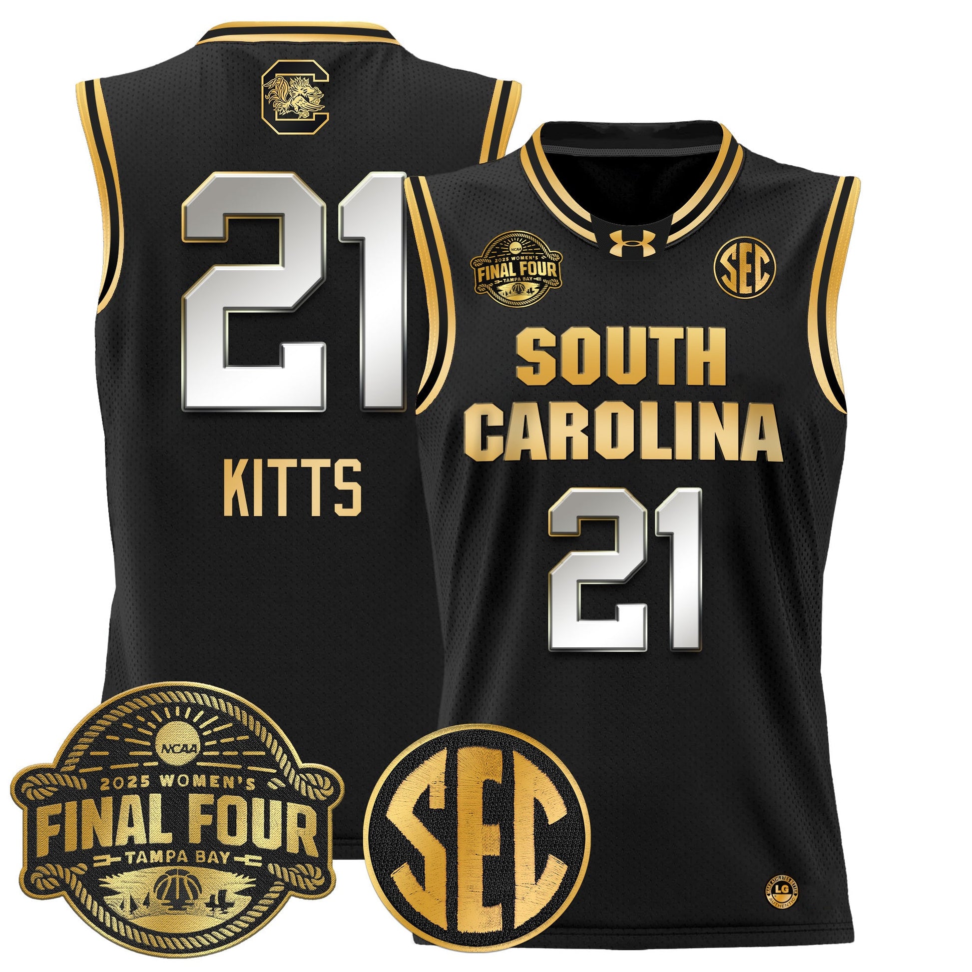 Men's Size - South Carolina Gamecocks 2025 Sec Women's Final Four Patch Lightweight Basketball Jersey - All Stitched