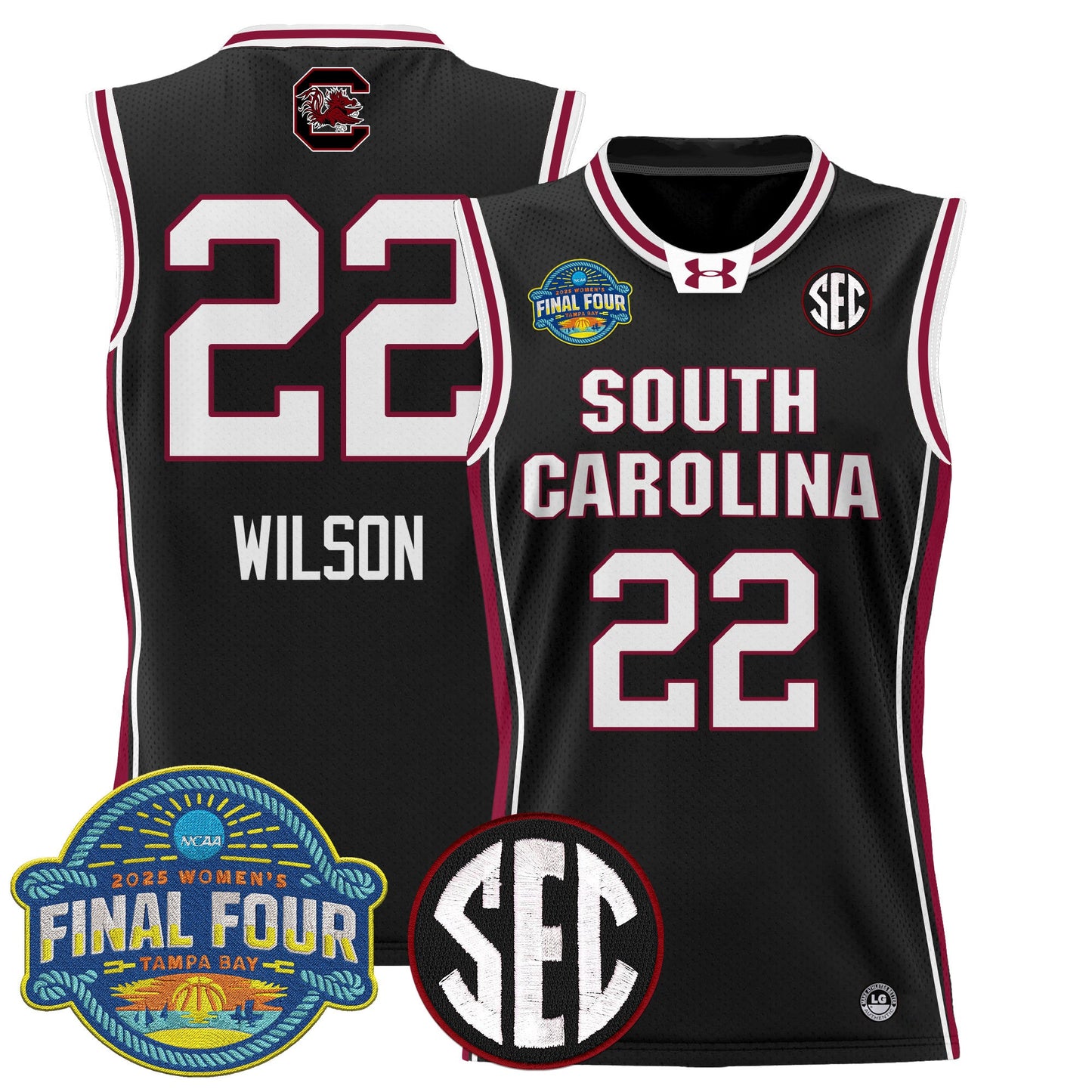 Men's Size - South Carolina Gamecocks 2025 Sec Women's Final Four Patch Lightweight Basketball Jersey - All Stitched