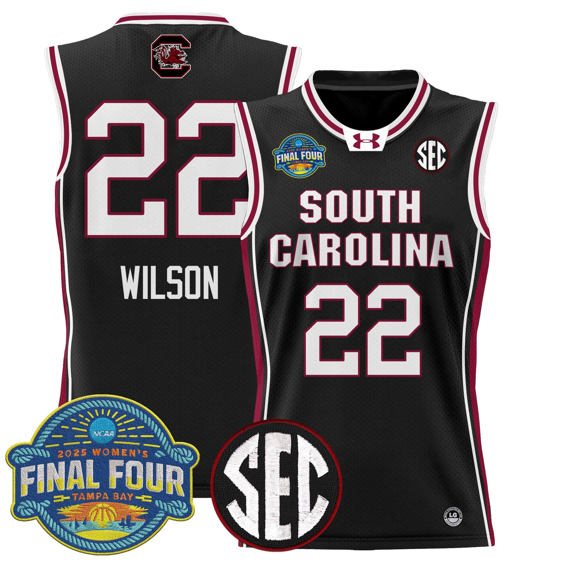 Men's Size - South Carolina Gamecocks 2025 Sec Women's Final Four Patch Lightweight Basketball Jersey - All Stitched