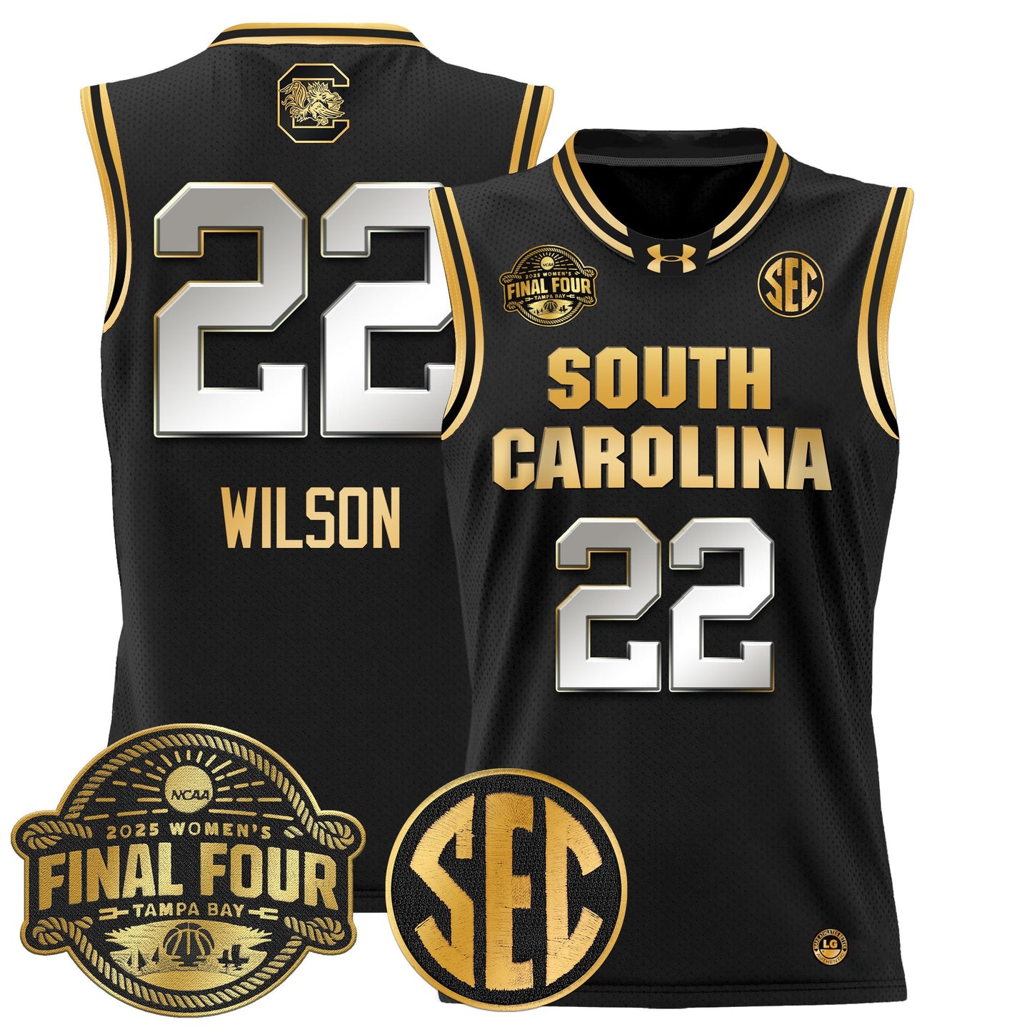 Men's Size - South Carolina Gamecocks 2025 Sec Women's Final Four Patch Lightweight Basketball Jersey - All Stitched
