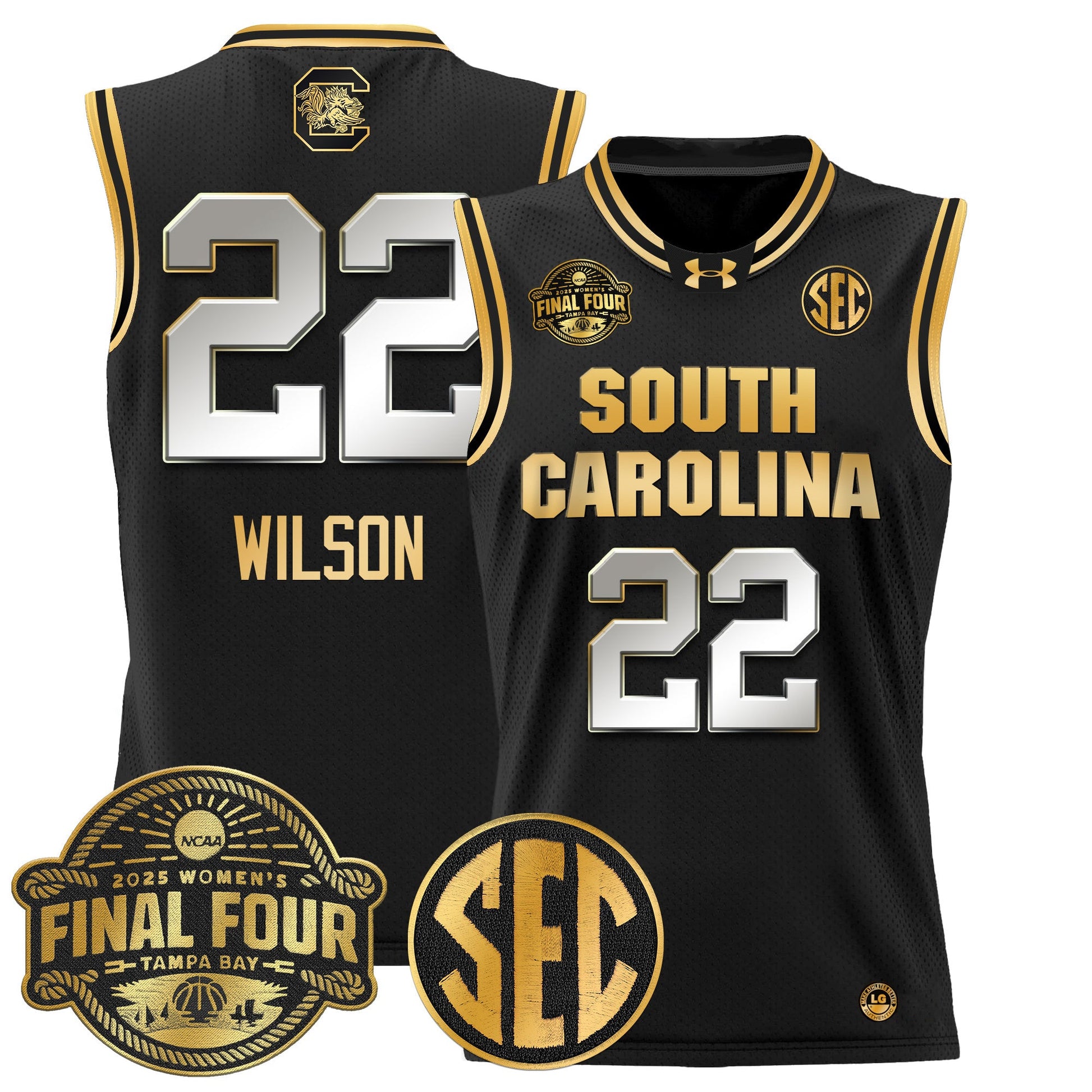 Men's Size - South Carolina Gamecocks 2025 Sec Women's Final Four Patch Lightweight Basketball Jersey - All Stitched