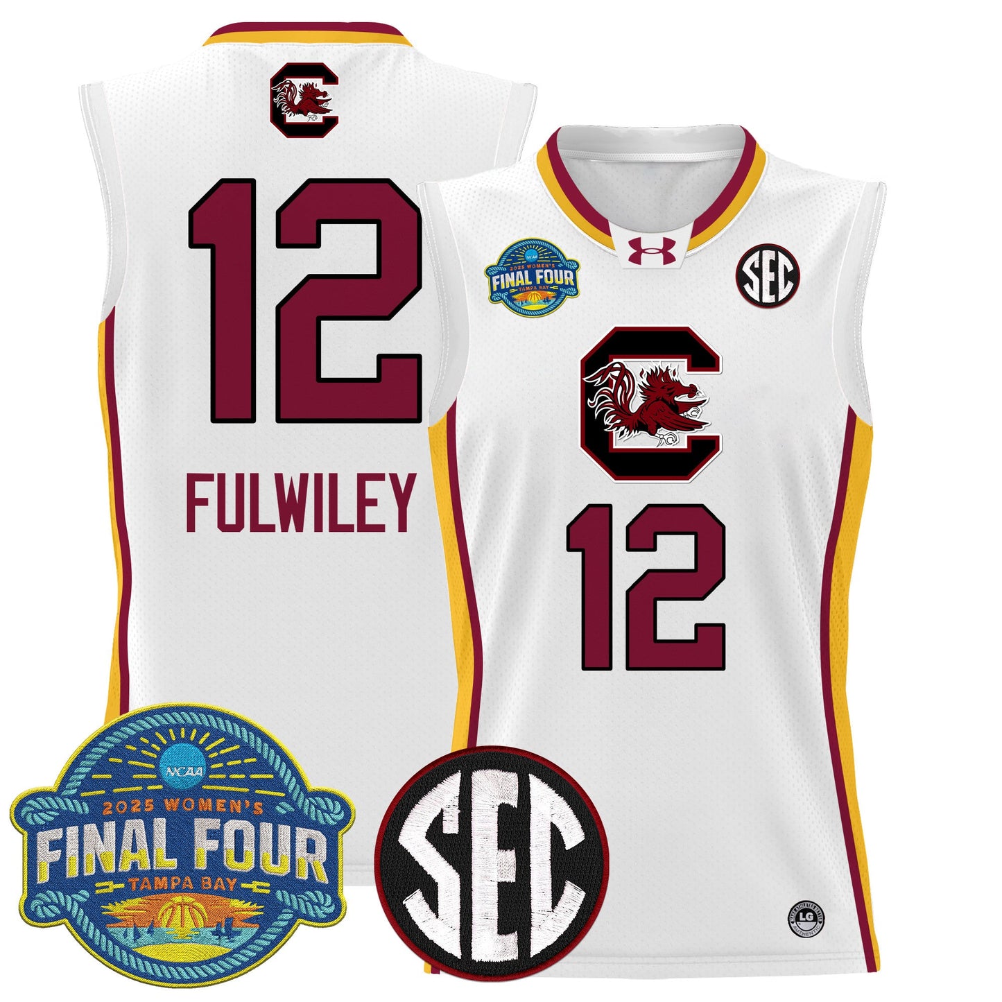 Men's Size - South Carolina Gamecocks 2025 Sec Women's Final Four Patch Lightweight Basketball Jersey - All Stitched