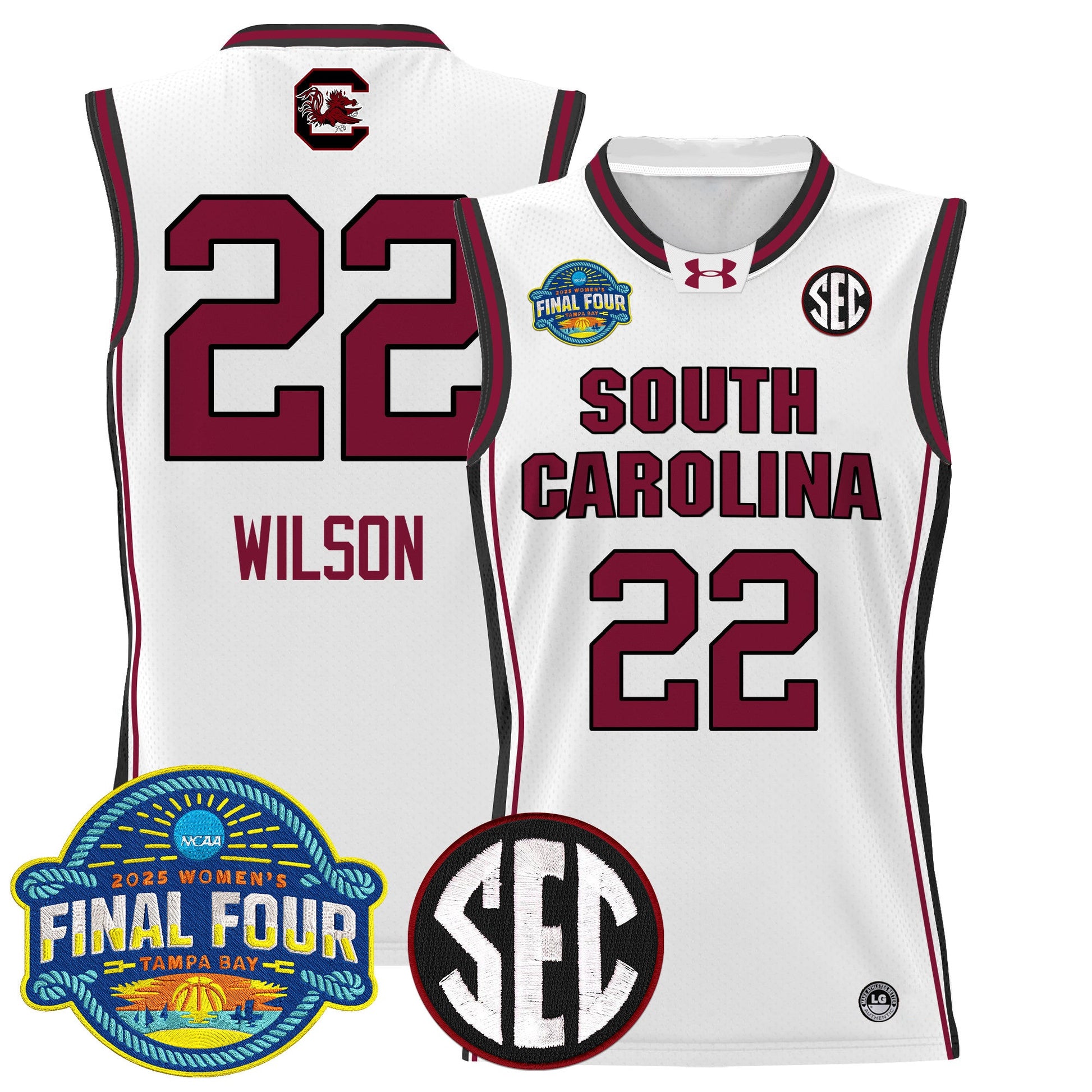 Men's Size - South Carolina Gamecocks 2025 Sec Women's Final Four Patch Lightweight Basketball Jersey - All Stitched