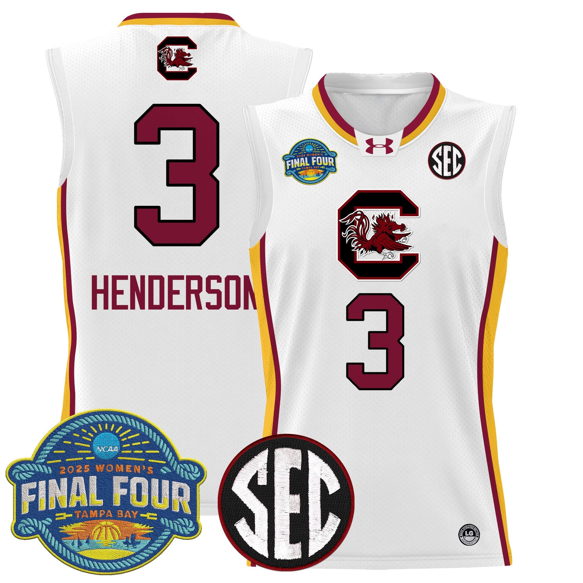 Men's Size - South Carolina Gamecocks 2025 Sec Women's Final Four Patch Lightweight Basketball Jersey - All Stitched