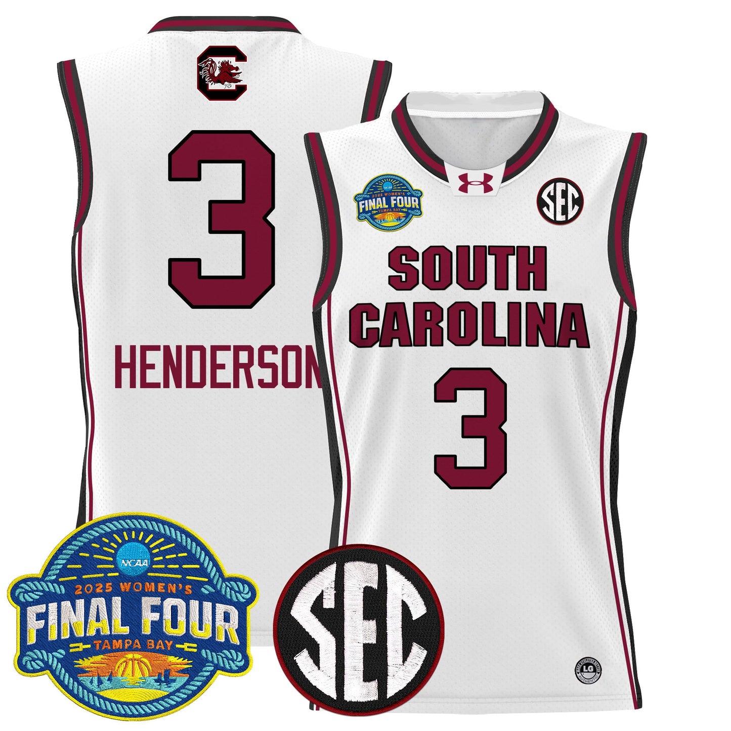 Men's Size - South Carolina Gamecocks 2025 Sec Women's Final Four Patch Lightweight Basketball Jersey - All Stitched