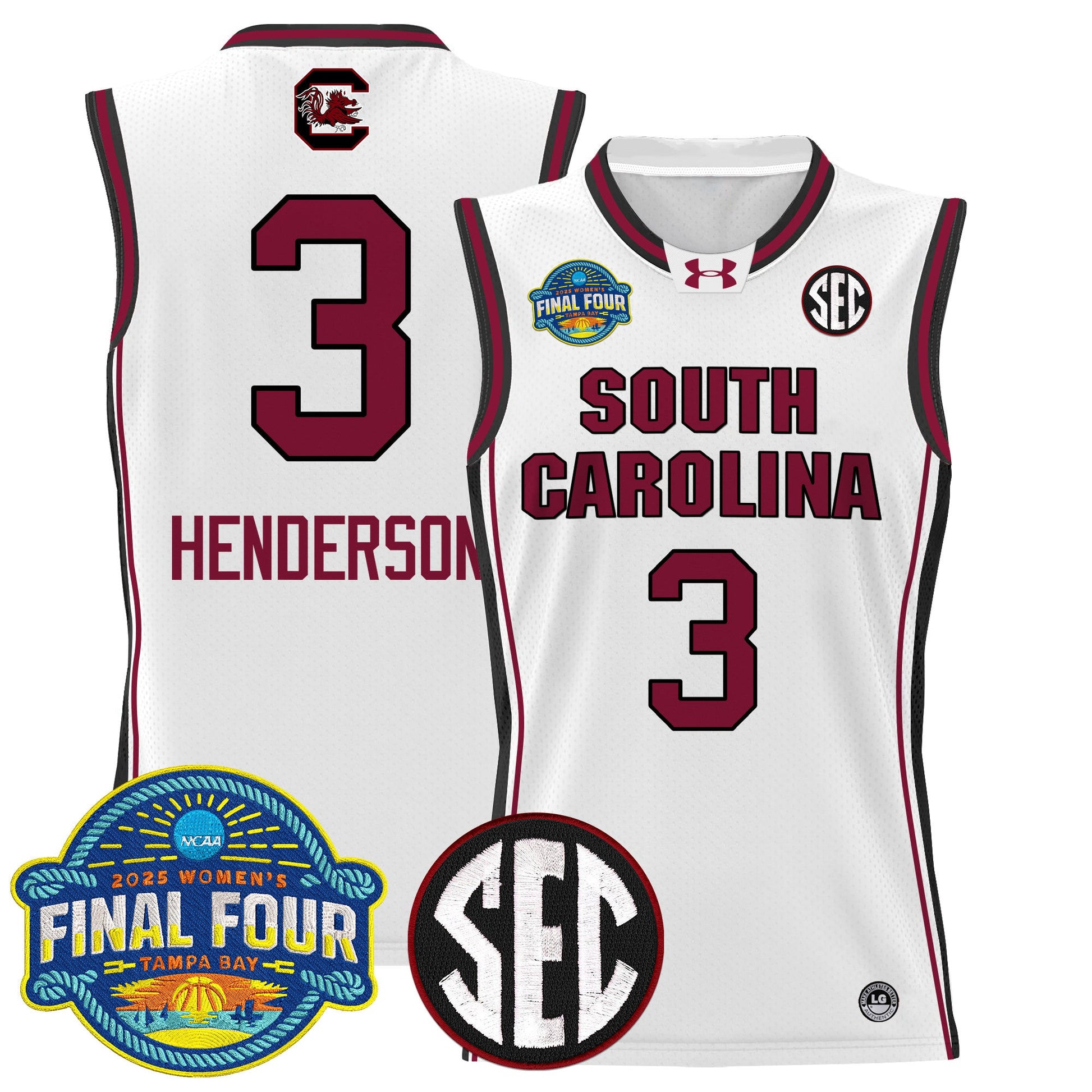 Men's Size - South Carolina Gamecocks 2025 Sec Women's Final Four Patch Lightweight Basketball Jersey - All Stitched