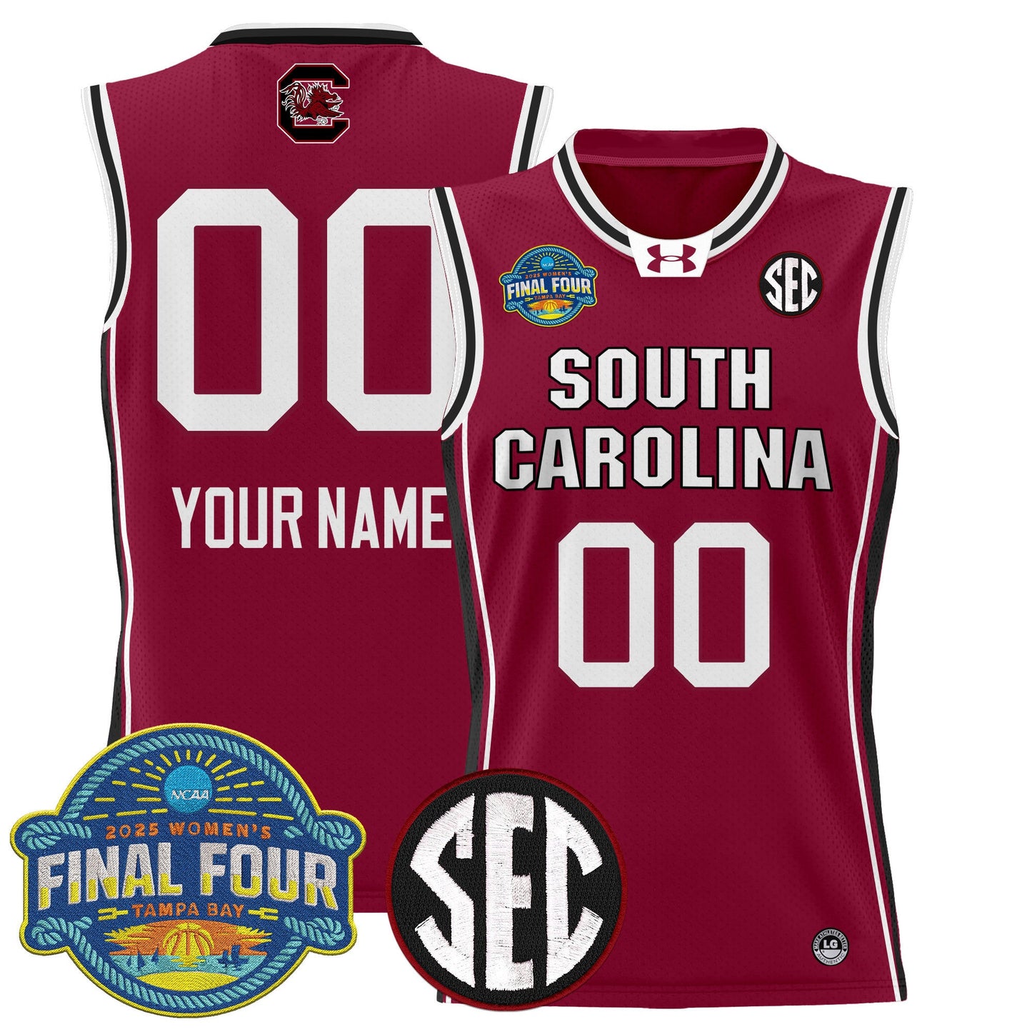South Carolina Gamecocks 2025 Sec Women's Final Four Patch Lightweight Basketball Custom Jersey - All Stitched