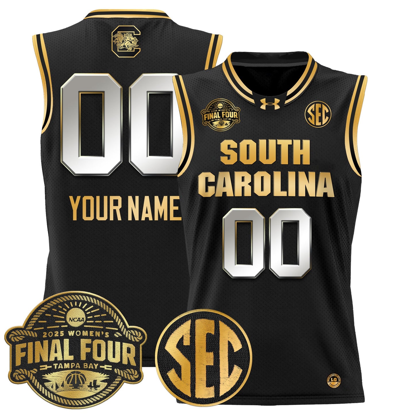 South Carolina Gamecocks 2025 Sec Women's Final Four Patch Lightweight Basketball Custom Jersey - All Stitched