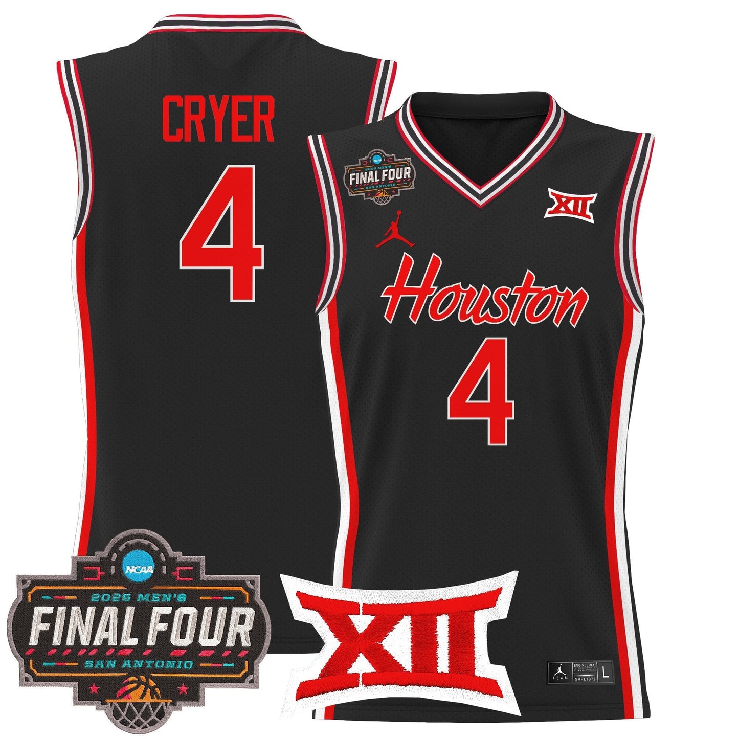 Men's Houston Cougars 2025 Final Four Patch Basketball Jersey - All Stitched