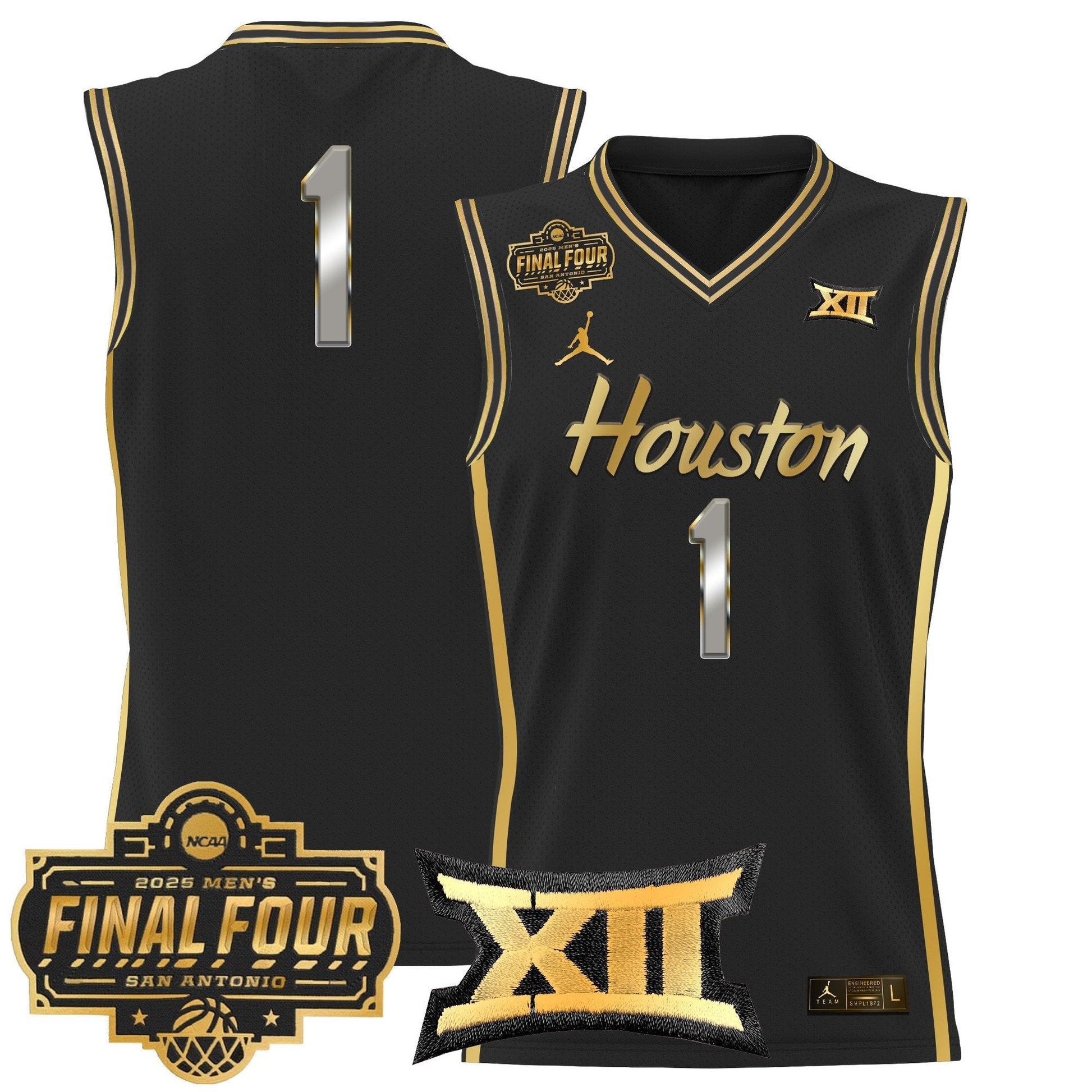 Men's Houston Cougars 2025 Final Four Patch Basketball Jersey - All Stitched