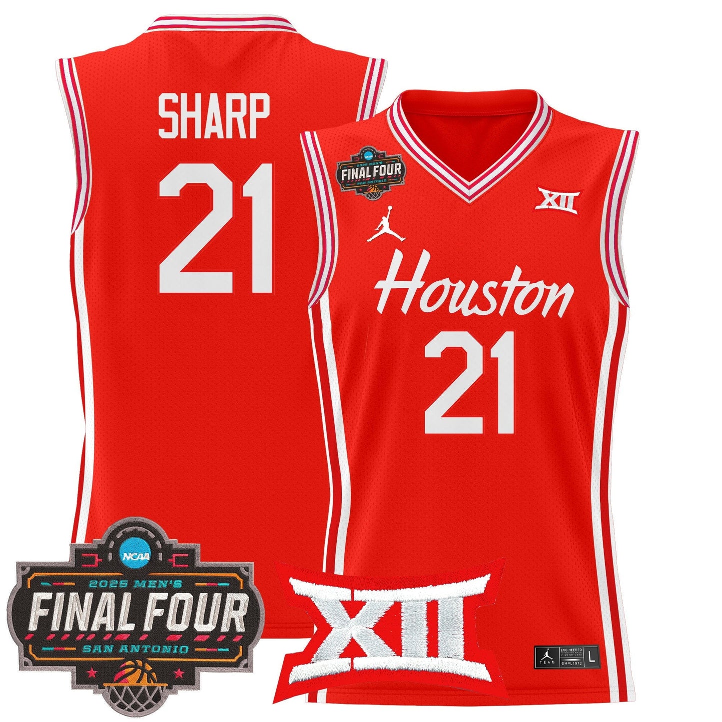 Men's Houston Cougars 2025 Final Four Patch Basketball Jersey - All Stitched