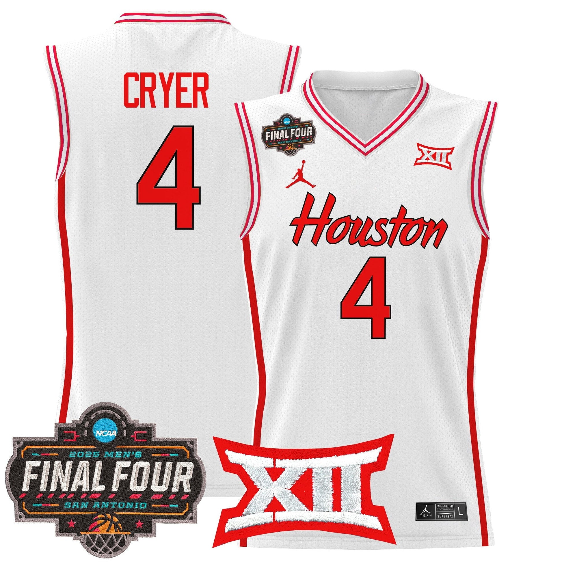 Men's Houston Cougars 2025 Final Four Patch Basketball Jersey - All Stitched