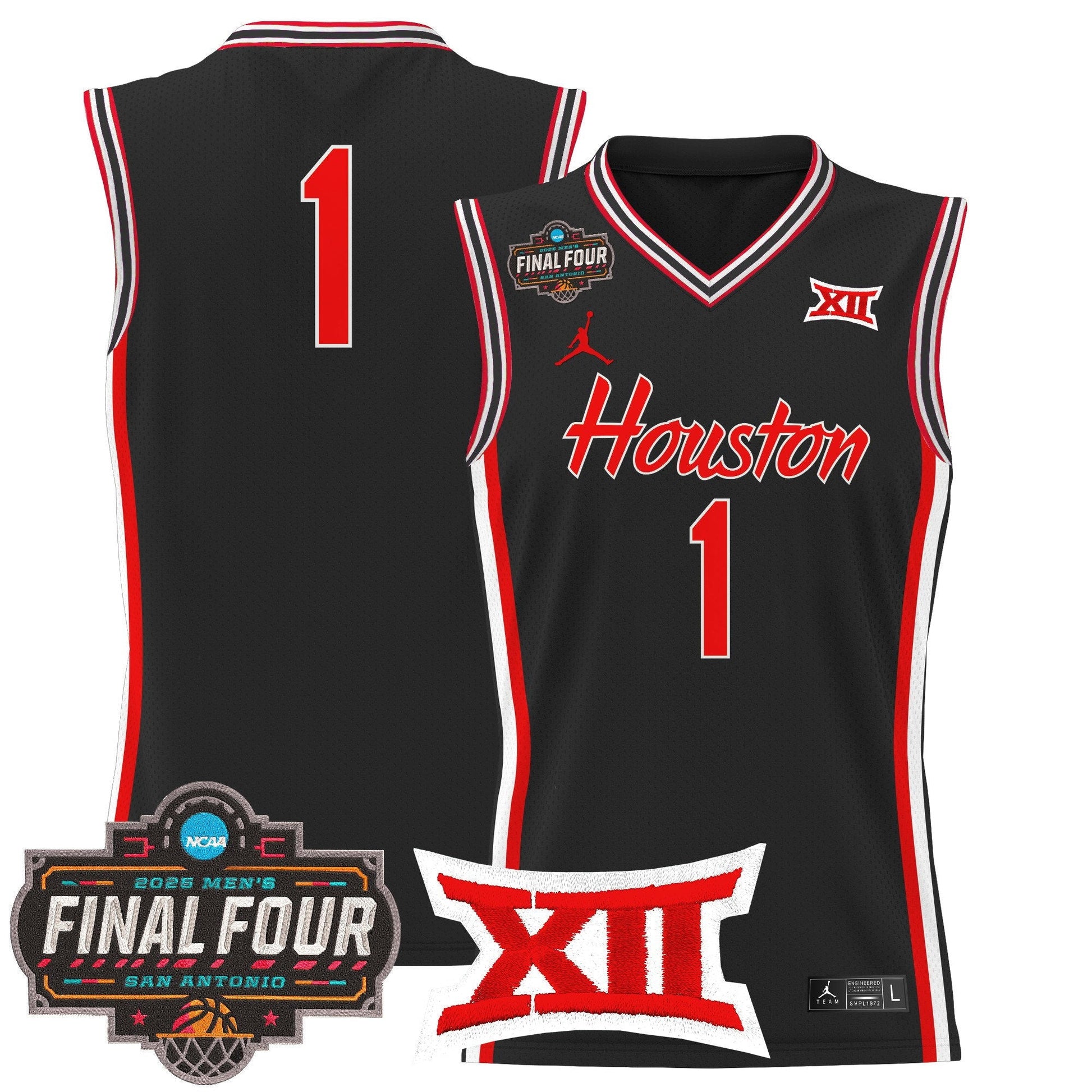 Men's Houston Cougars 2025 Final Four Patch Basketball Jersey - All Stitched