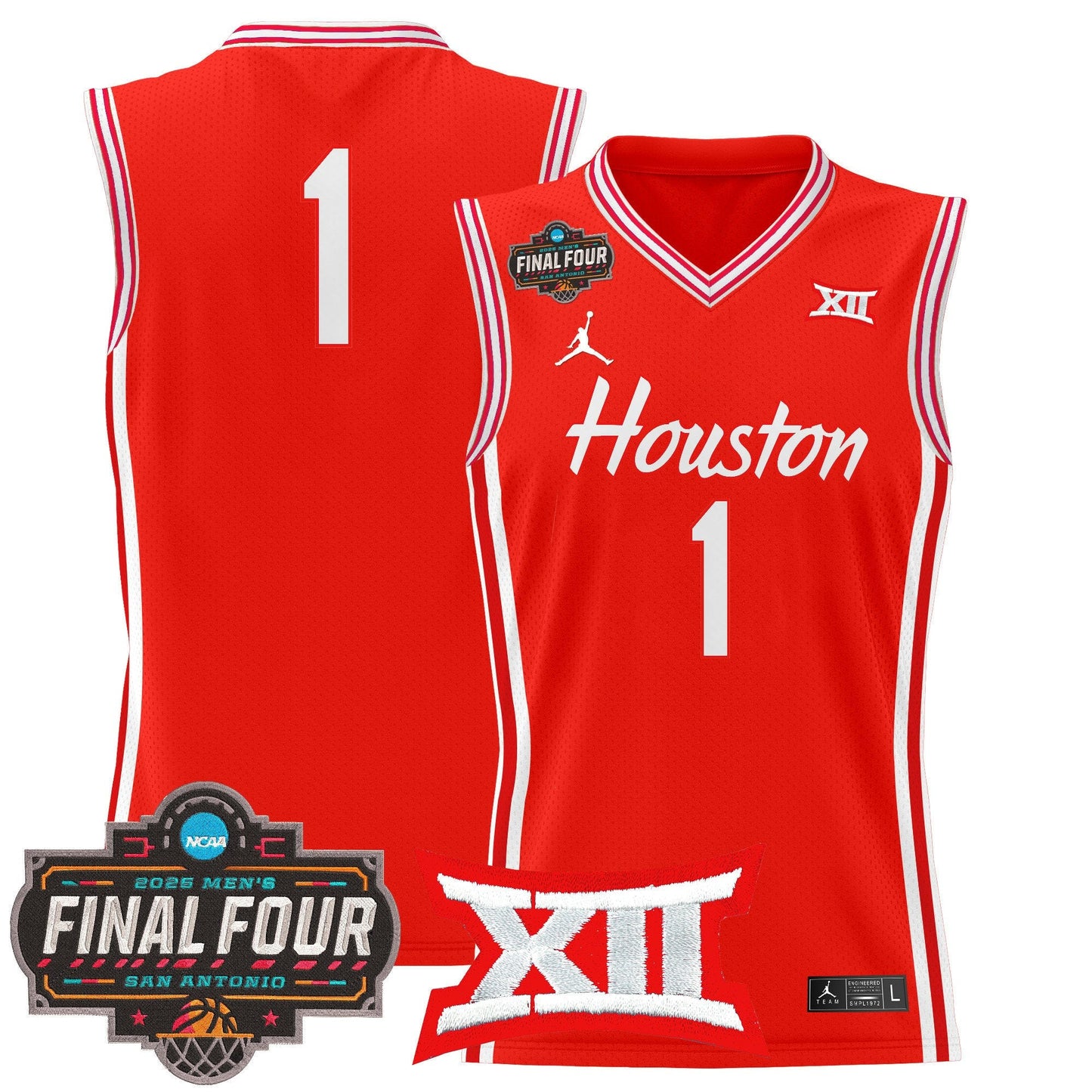 Men's Houston Cougars 2025 Final Four Patch Basketball Jersey - All Stitched