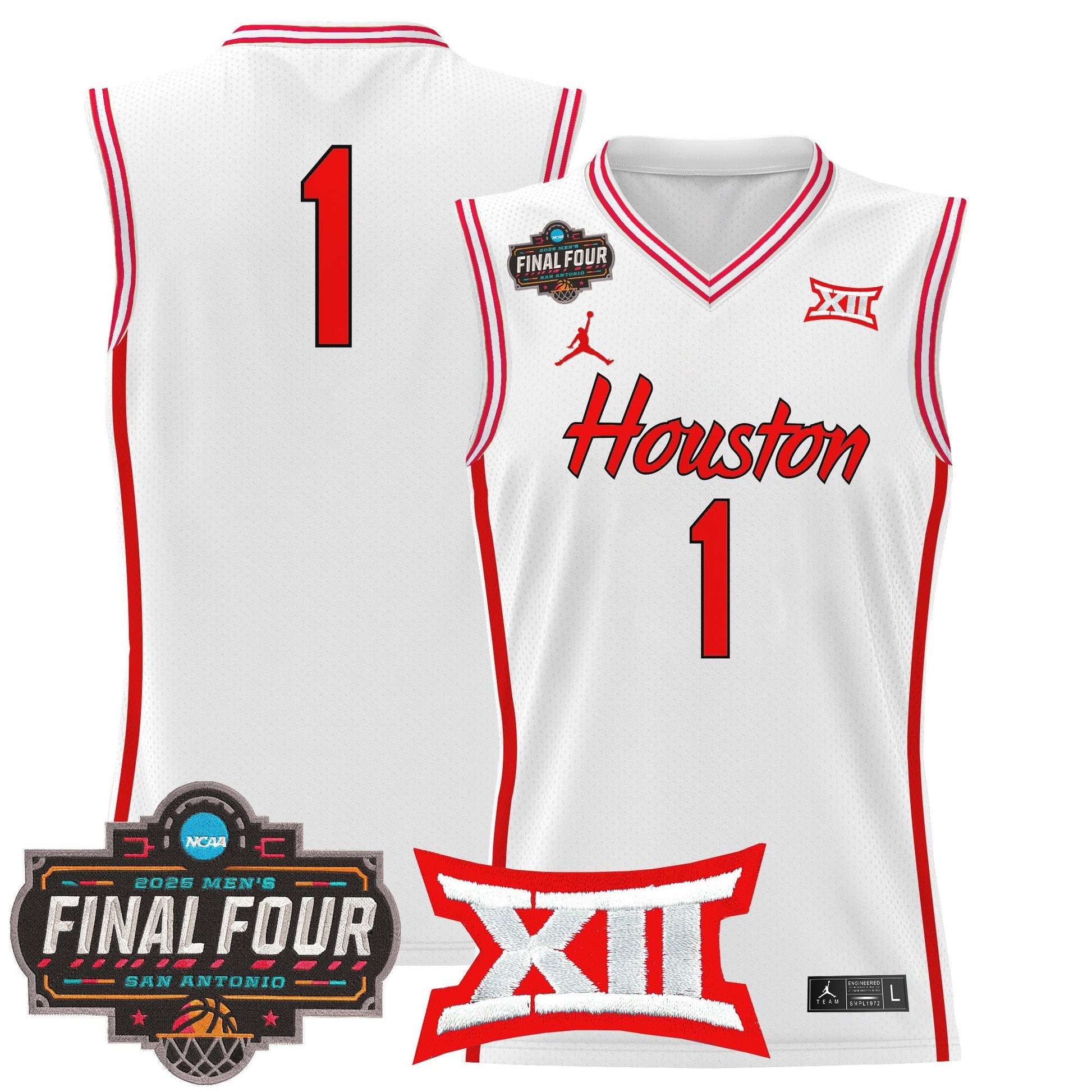 Men's Houston Cougars 2025 Final Four Patch Basketball Jersey - All Stitched