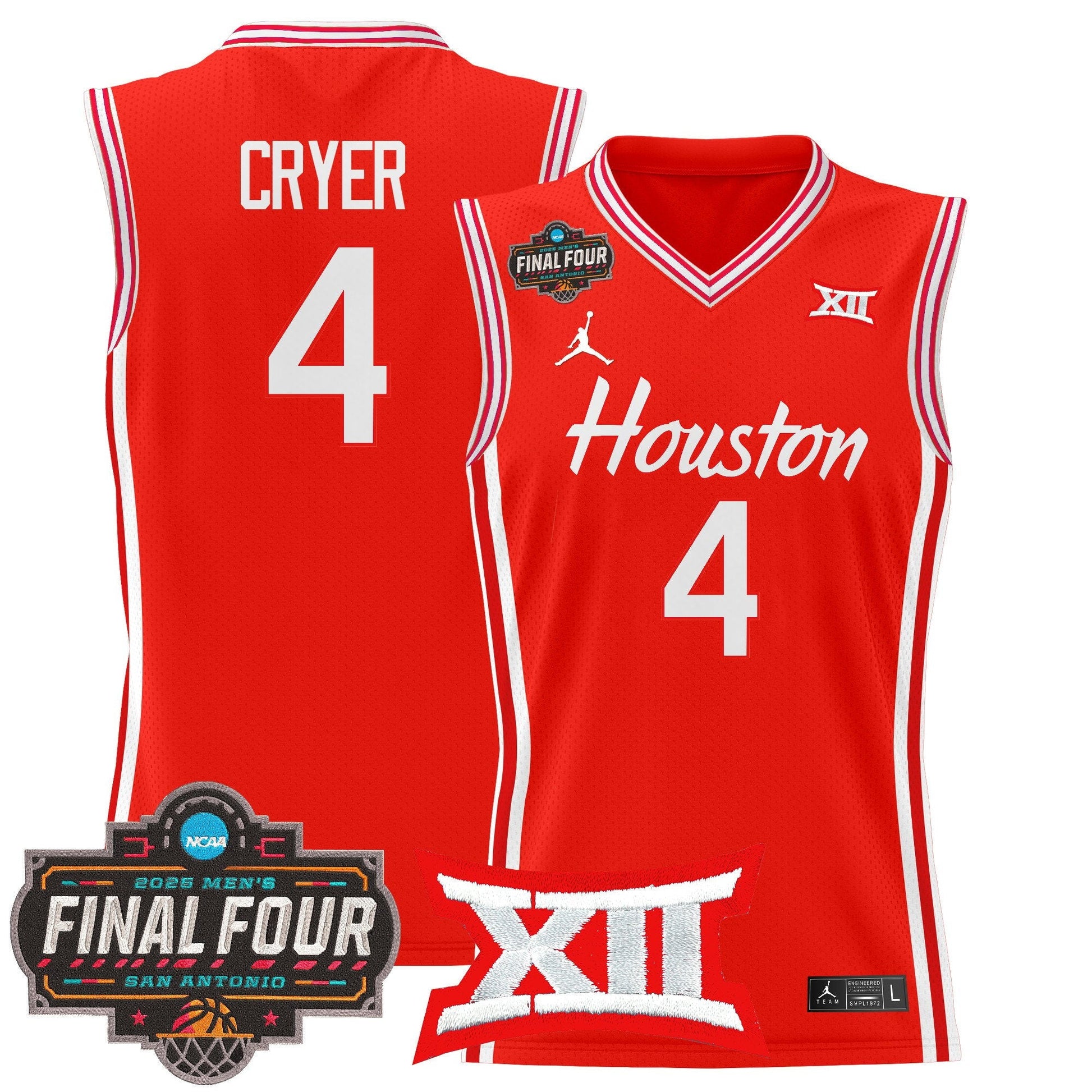 Men's Houston Cougars 2025 Final Four Patch Basketball Jersey - All Stitched