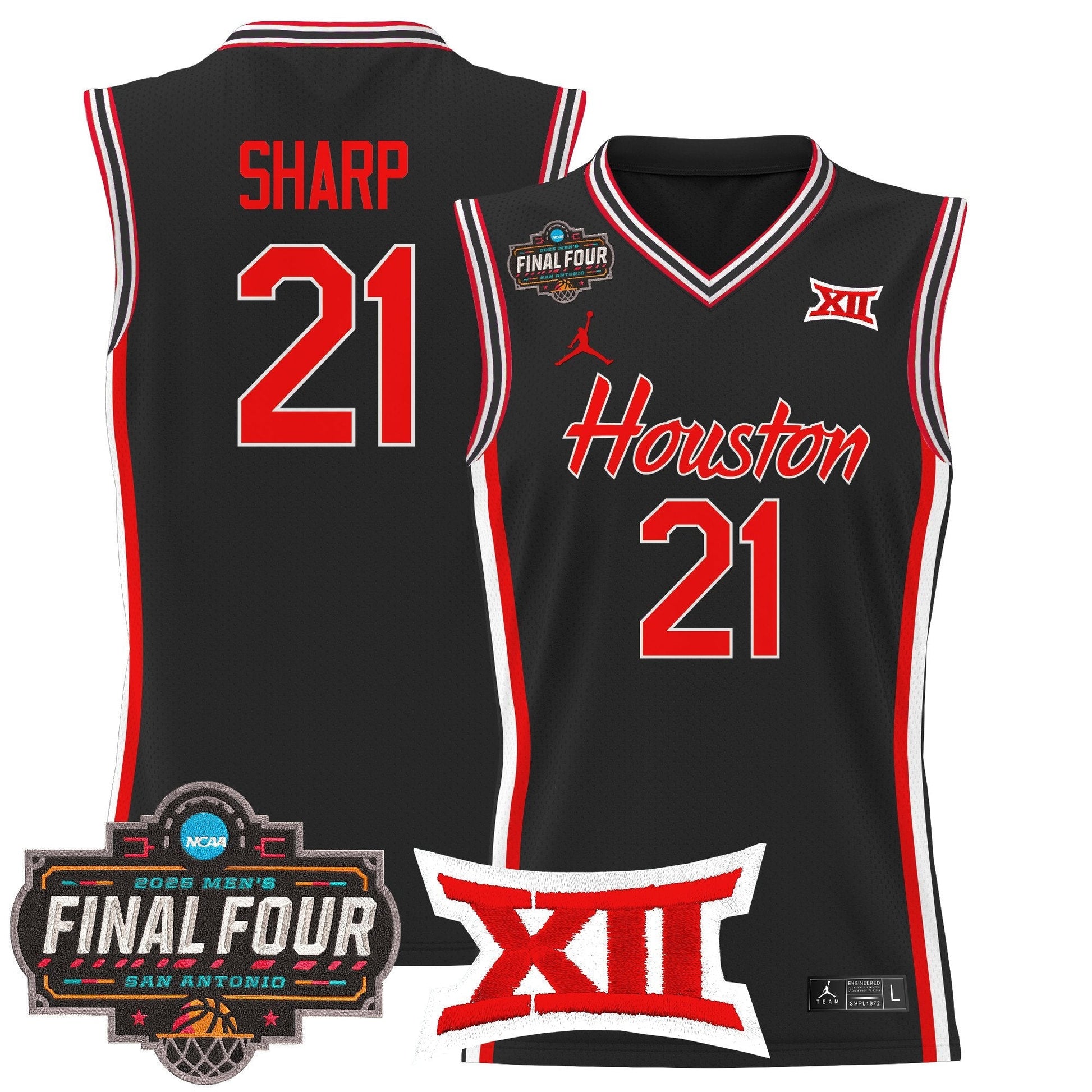 Men's Houston Cougars 2025 Final Four Patch Basketball Jersey - All Stitched