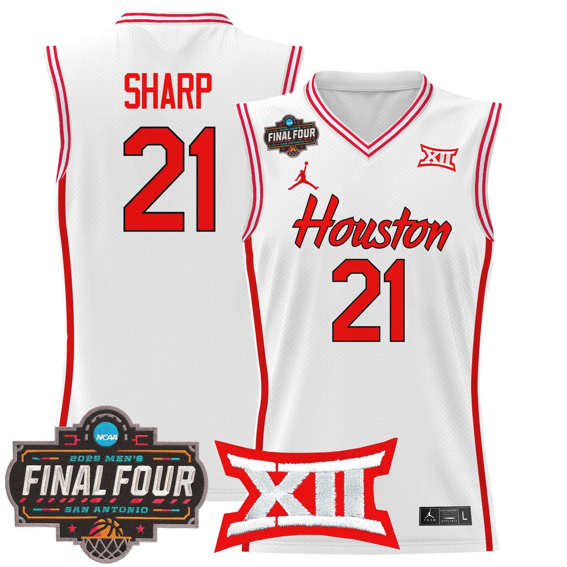 Men's Houston Cougars 2025 Final Four Patch Basketball Jersey - All Stitched