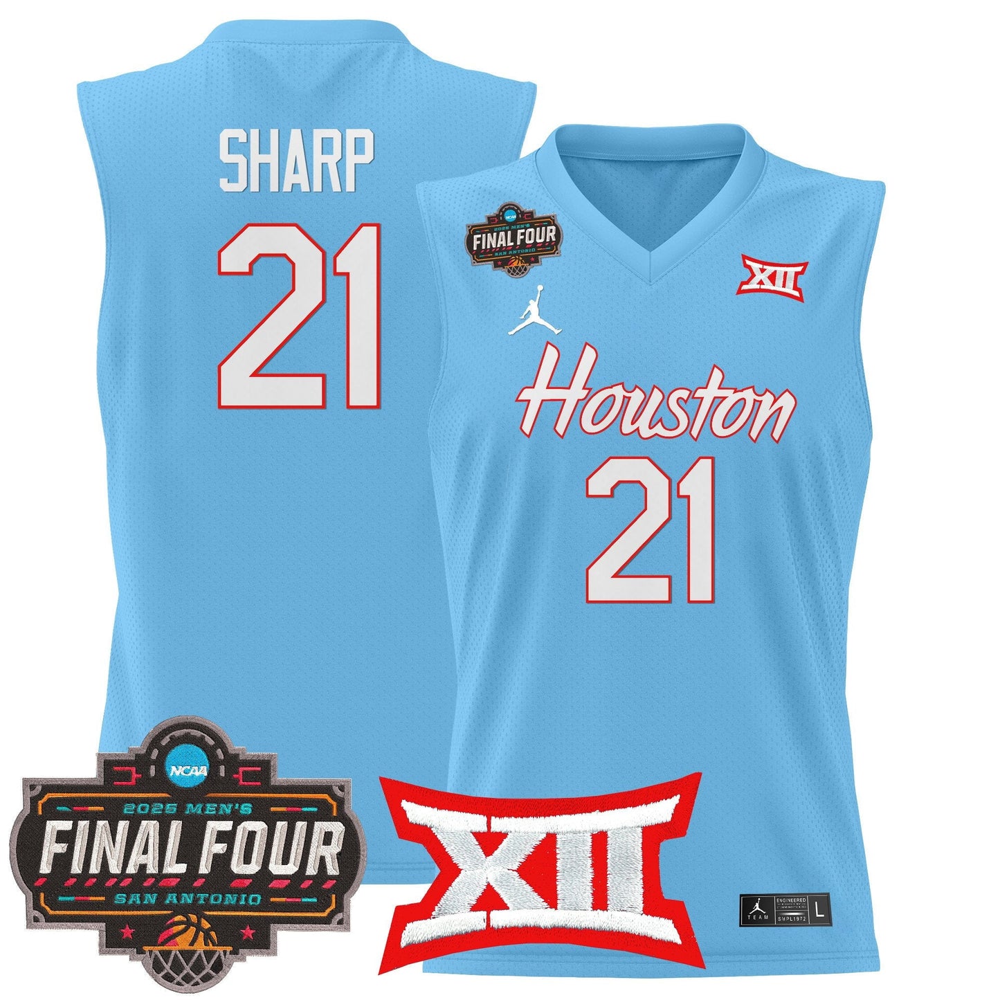 Men's Houston Cougars 2025 Final Four Patch Basketball Jersey - All Stitched
