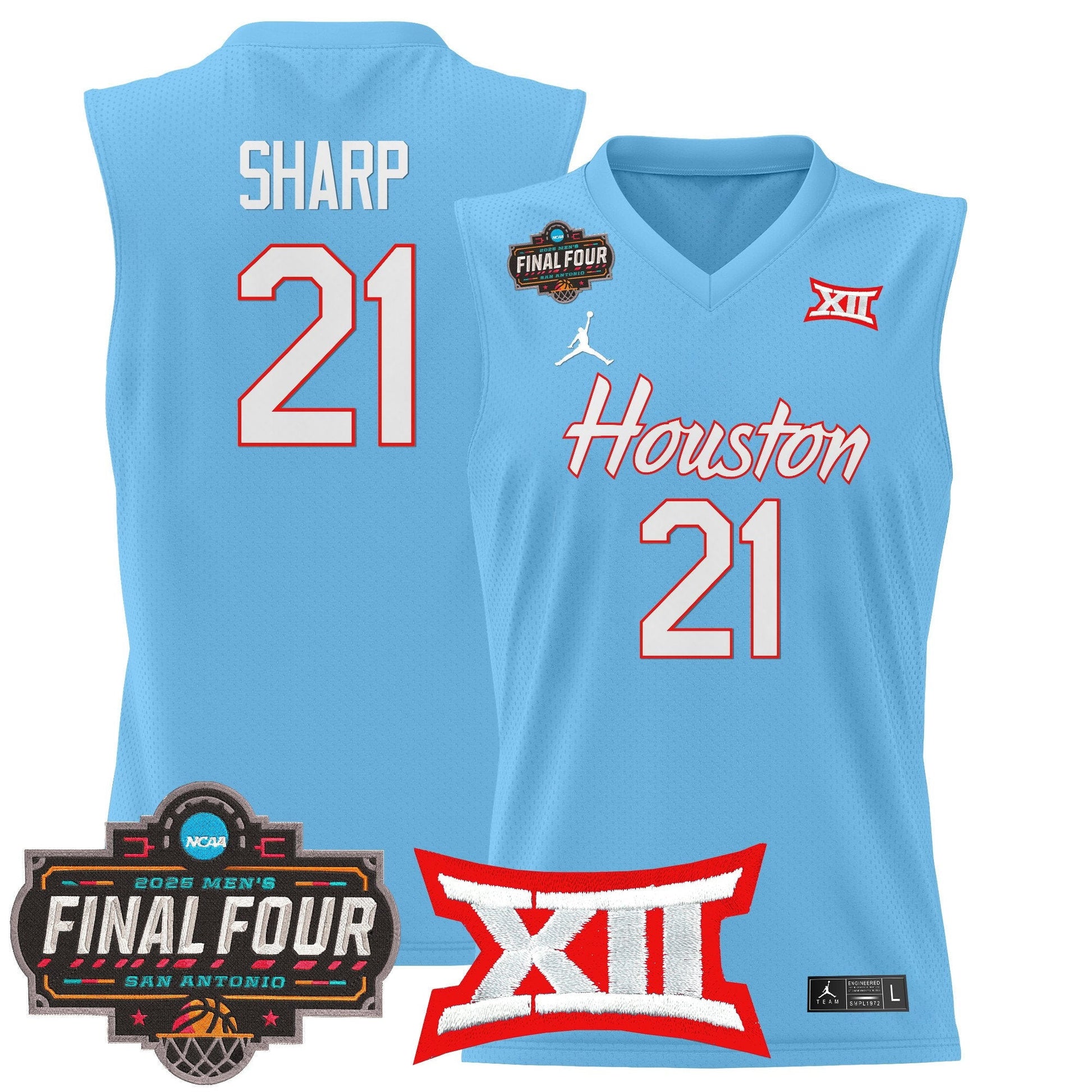 Men's Houston Cougars 2025 Final Four Patch Basketball Jersey - All Stitched
