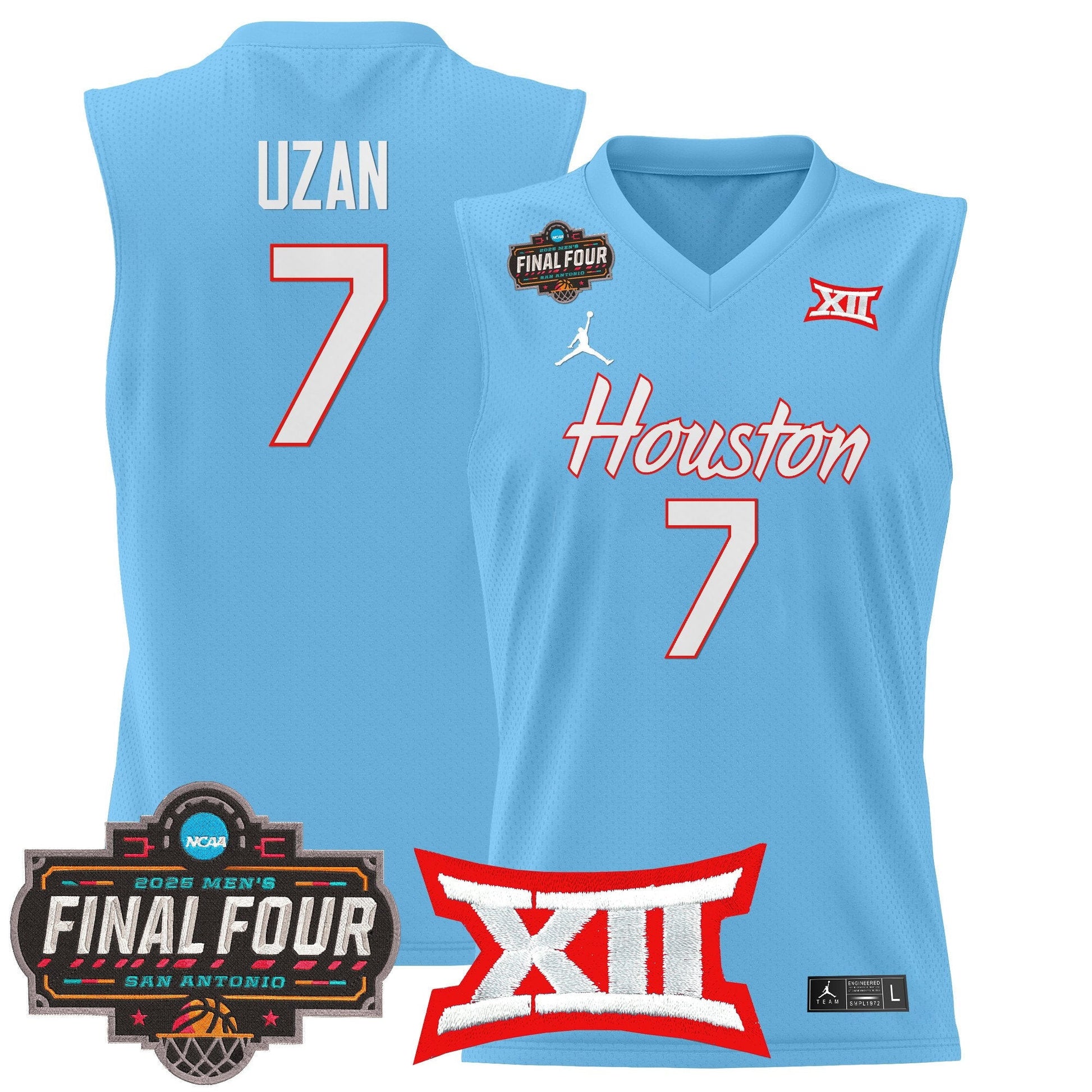 Men's Houston Cougars 2025 Final Four Patch Basketball Jersey - All Stitched