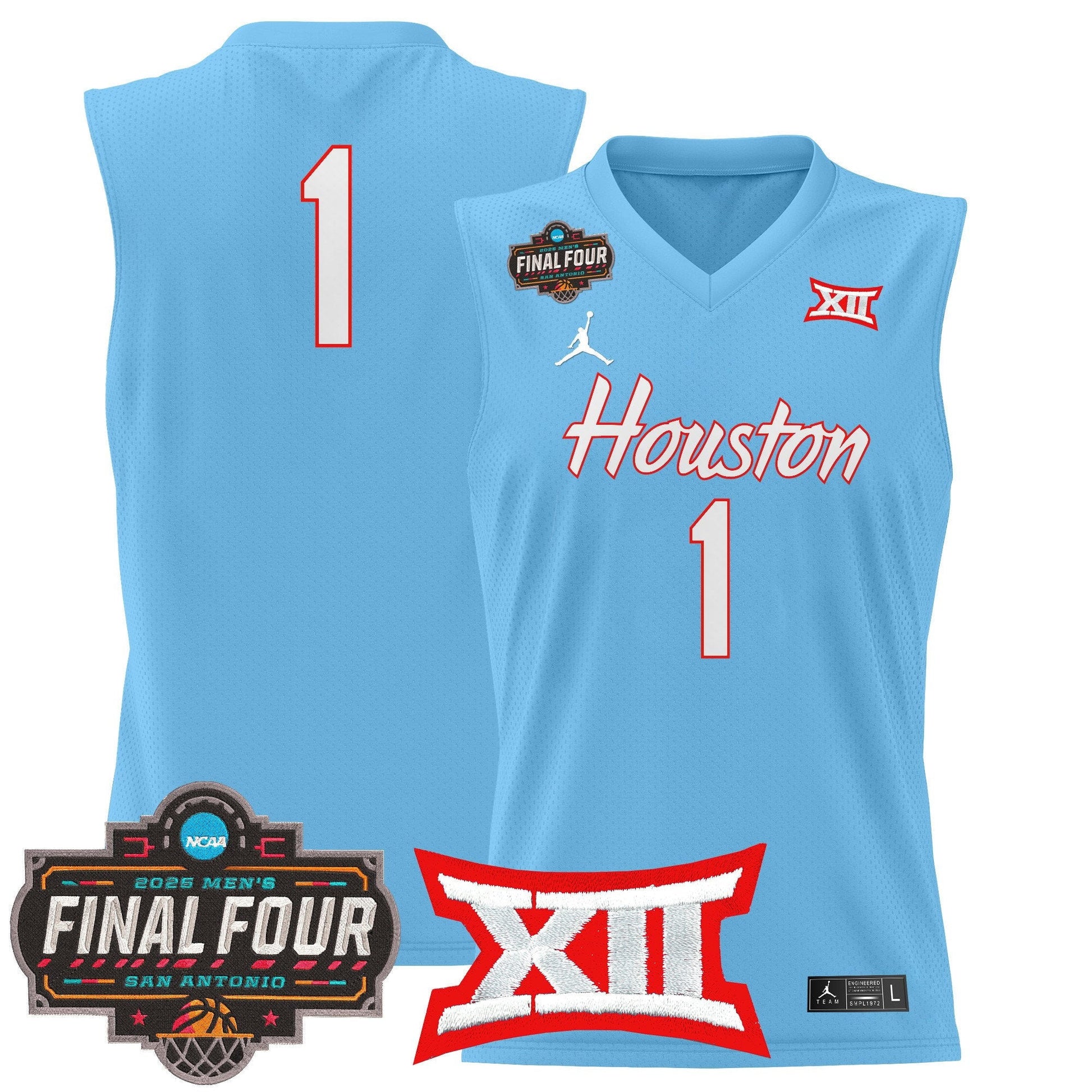 Men's Houston Cougars 2025 Final Four Patch Basketball Jersey - All Stitched