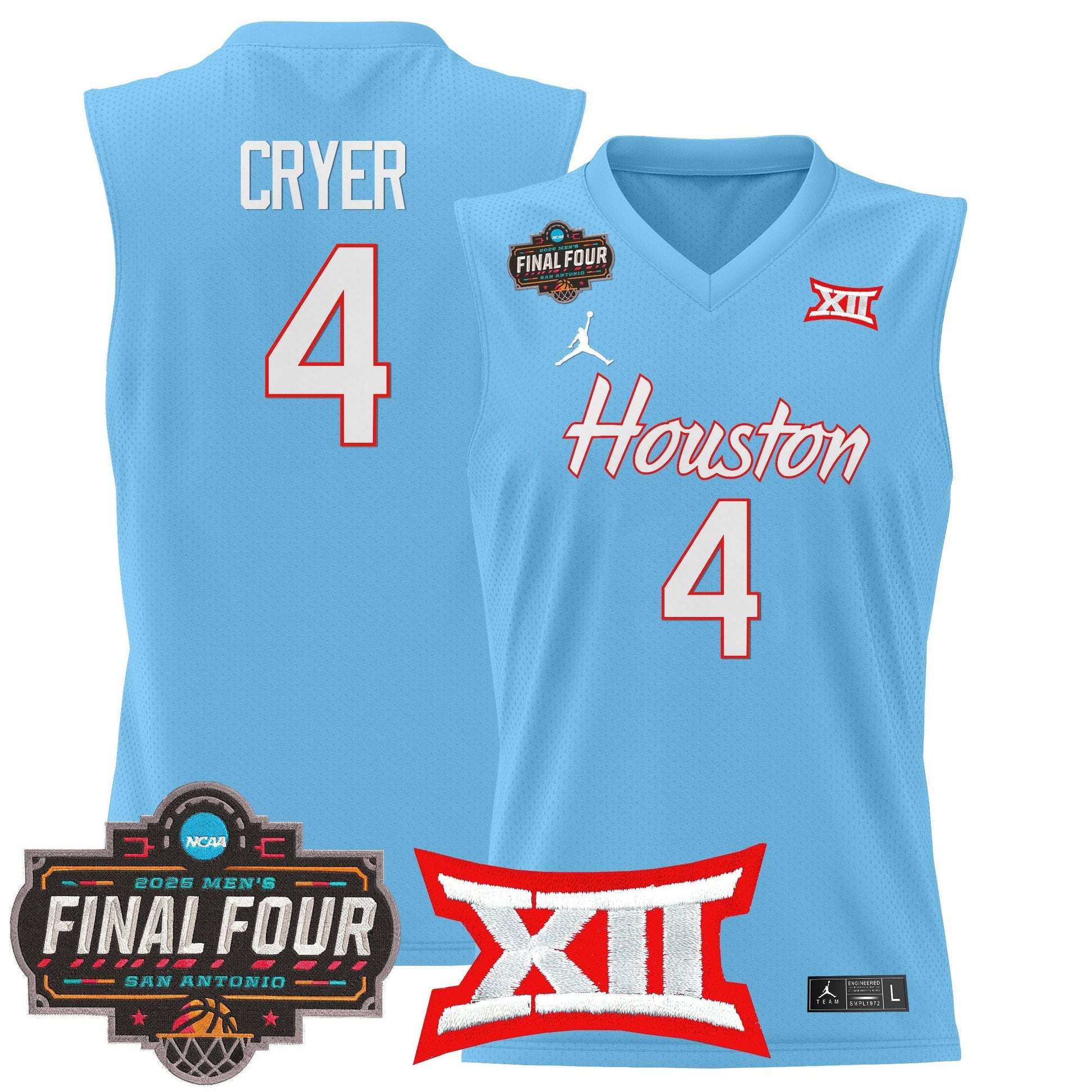 Men's Houston Cougars 2025 Final Four Patch Basketball Jersey - All Stitched