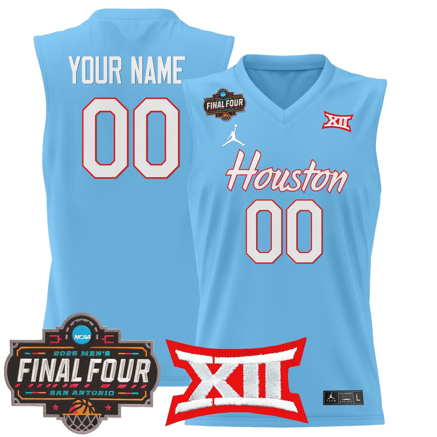 Houston Cougars 2025 Final Four Patch Basketball Custom Jersey - All Stitched