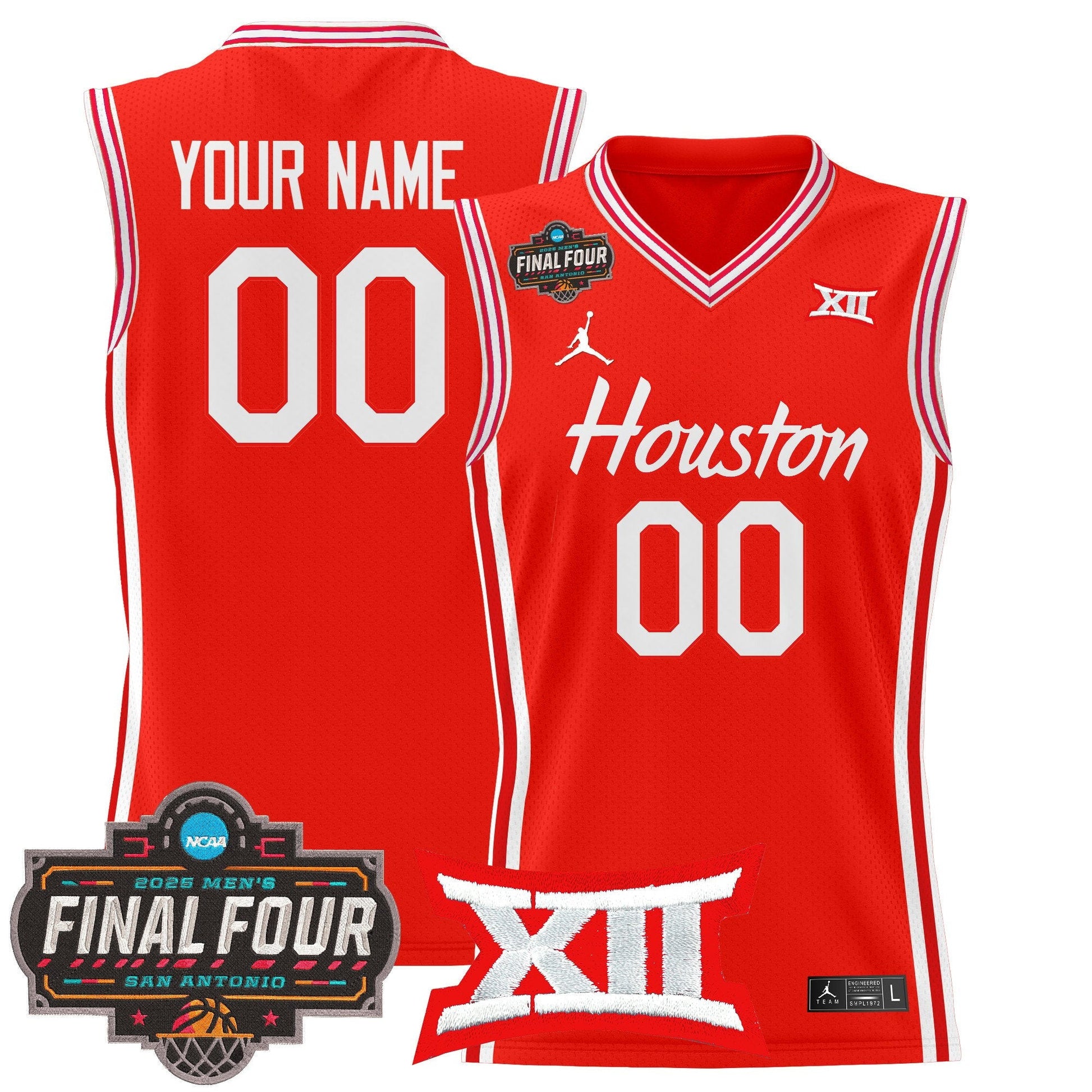 Houston Cougars 2025 Final Four Patch Basketball Custom Jersey - All Stitched