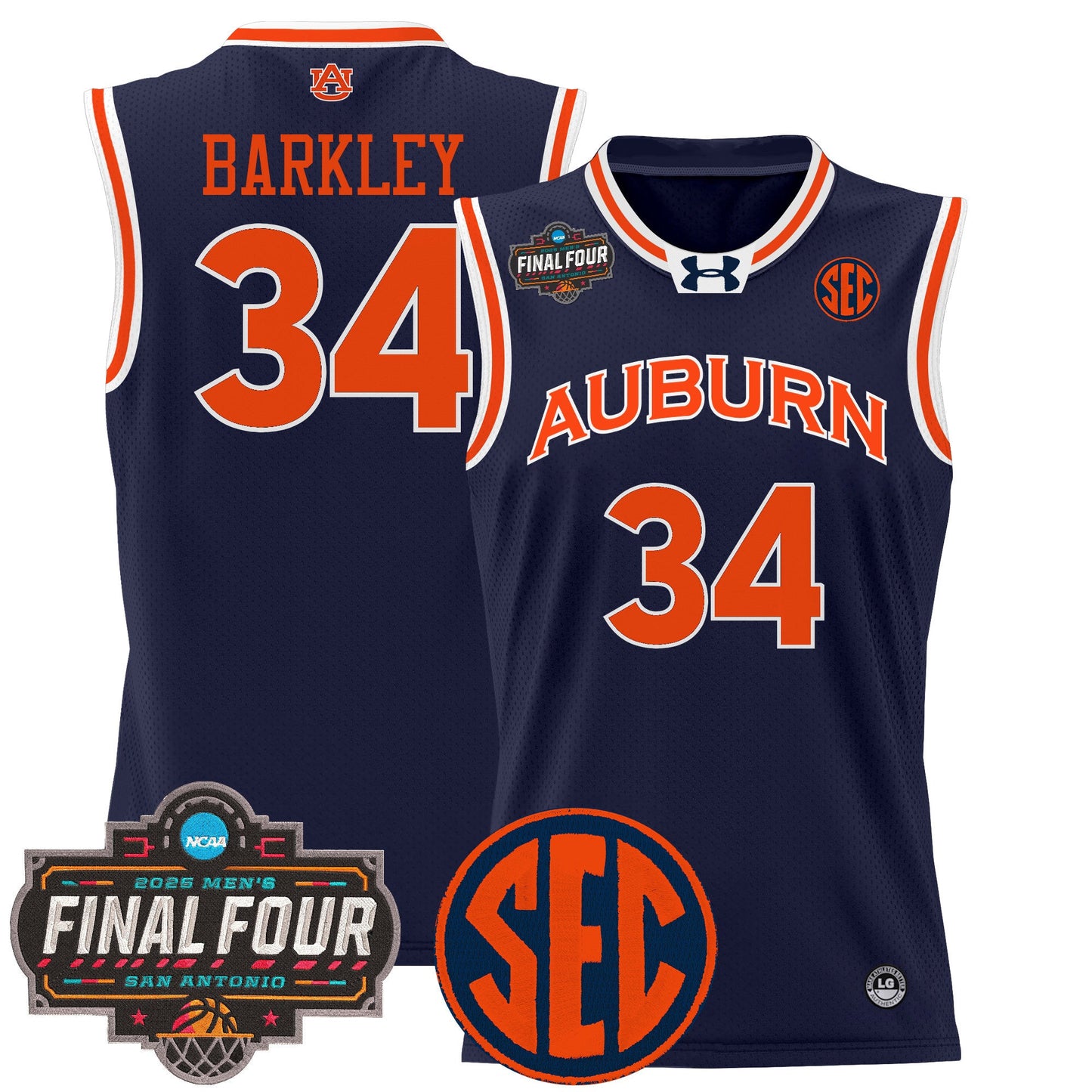 Men's Auburn Tigers 2025 Final Four Patch Lightweight Basketball Jersey - All Stitched