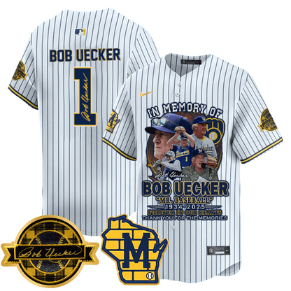 Milwaukee Brewers 2025 Limited In Memory of Bob Uecker Jersey - Bob Uecker Patch