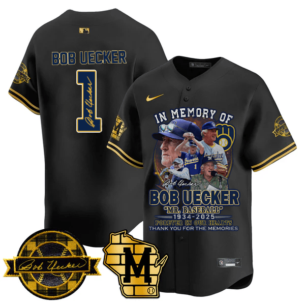 Milwaukee Brewers 2025 Limited In Memory of Bob Uecker Jersey - Bob Uecker Patch