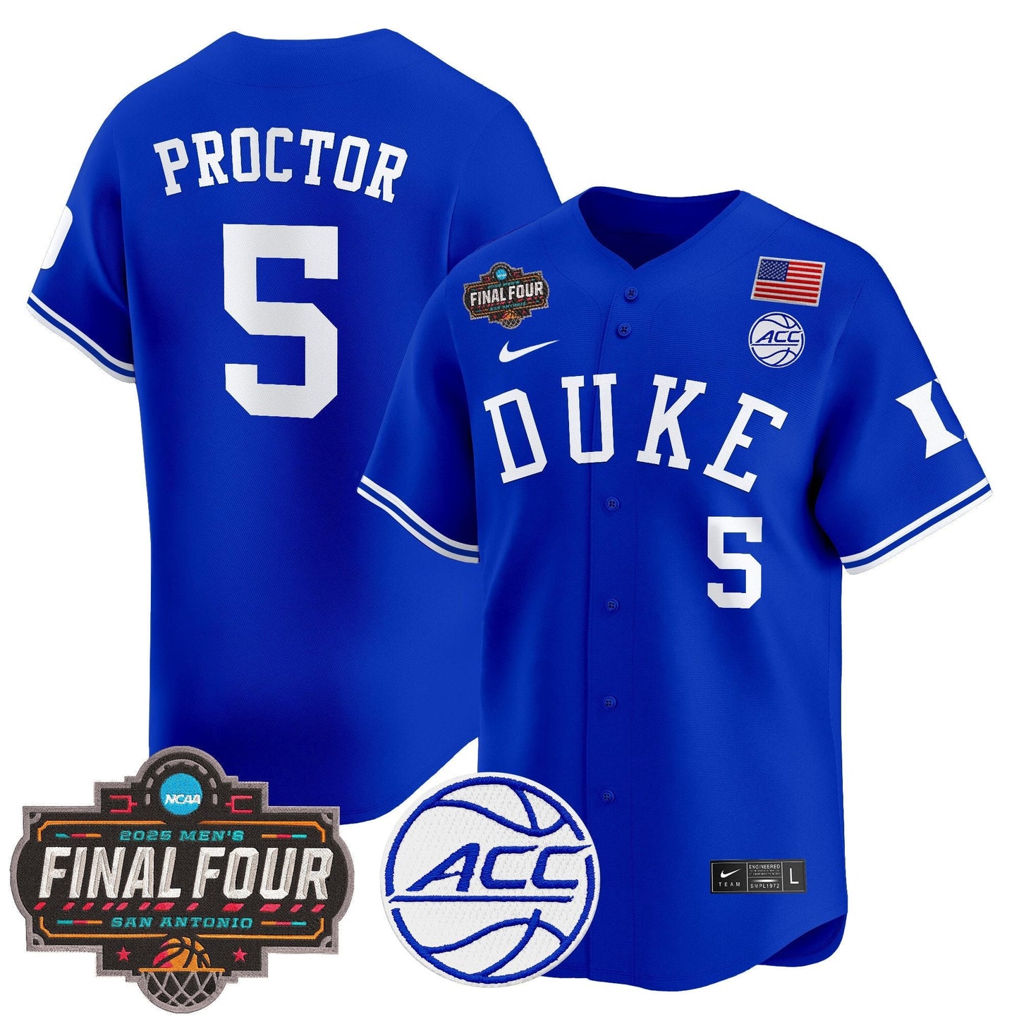 Men's Duke Blue Devils 2025 Final Four Patch Vapor Baseball Jersey - All Stitched