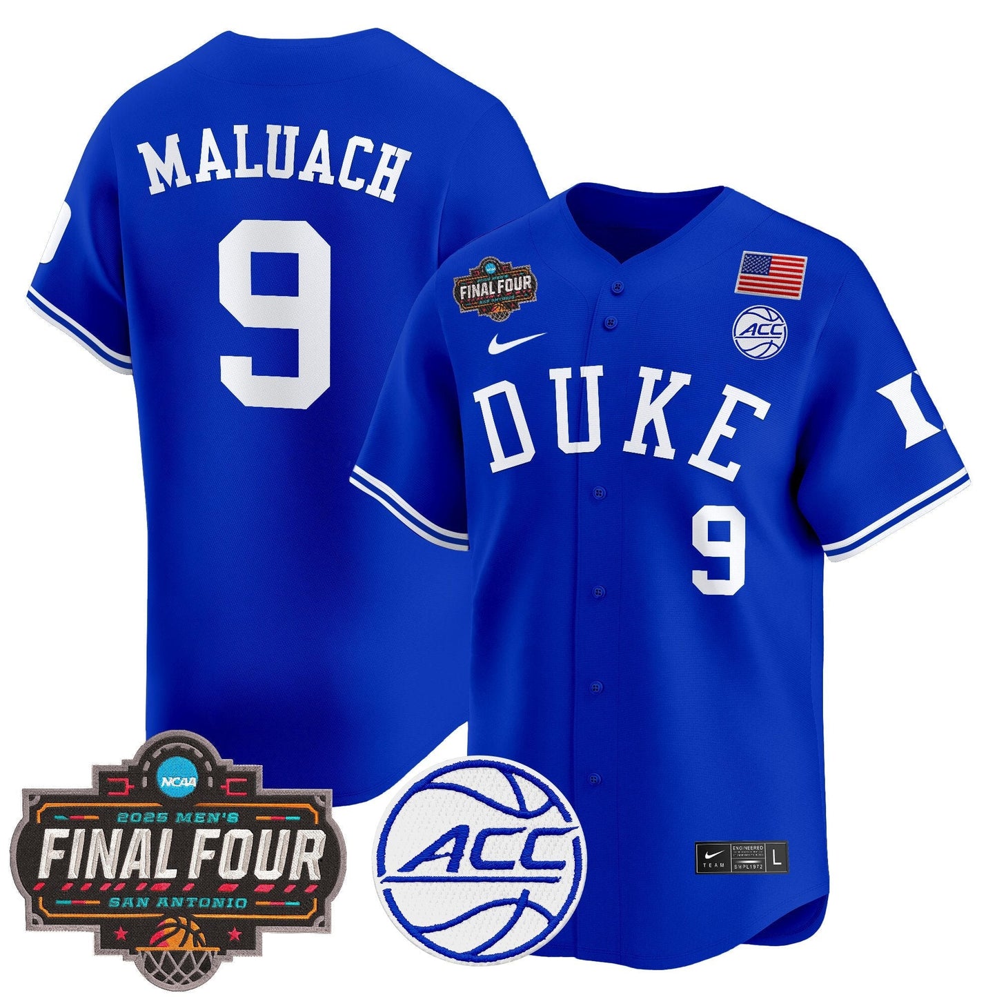 Men's Duke Blue Devils 2025 Final Four Patch Vapor Baseball Jersey - All Stitched