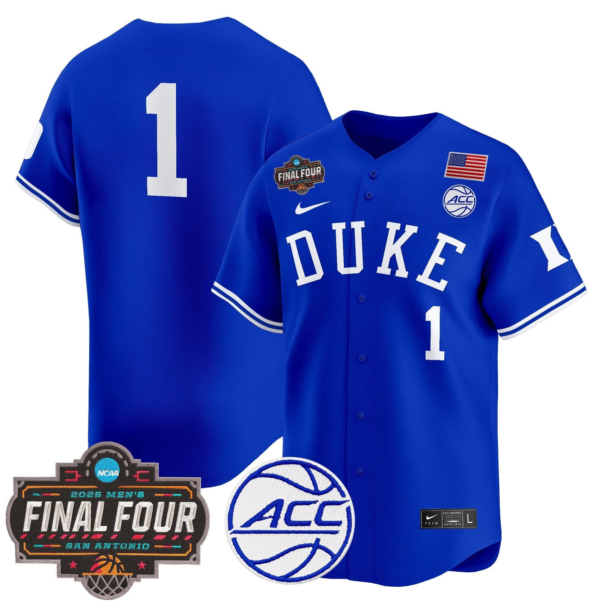 Men's Duke Blue Devils 2025 Final Four Patch Vapor Baseball Jersey - All Stitched