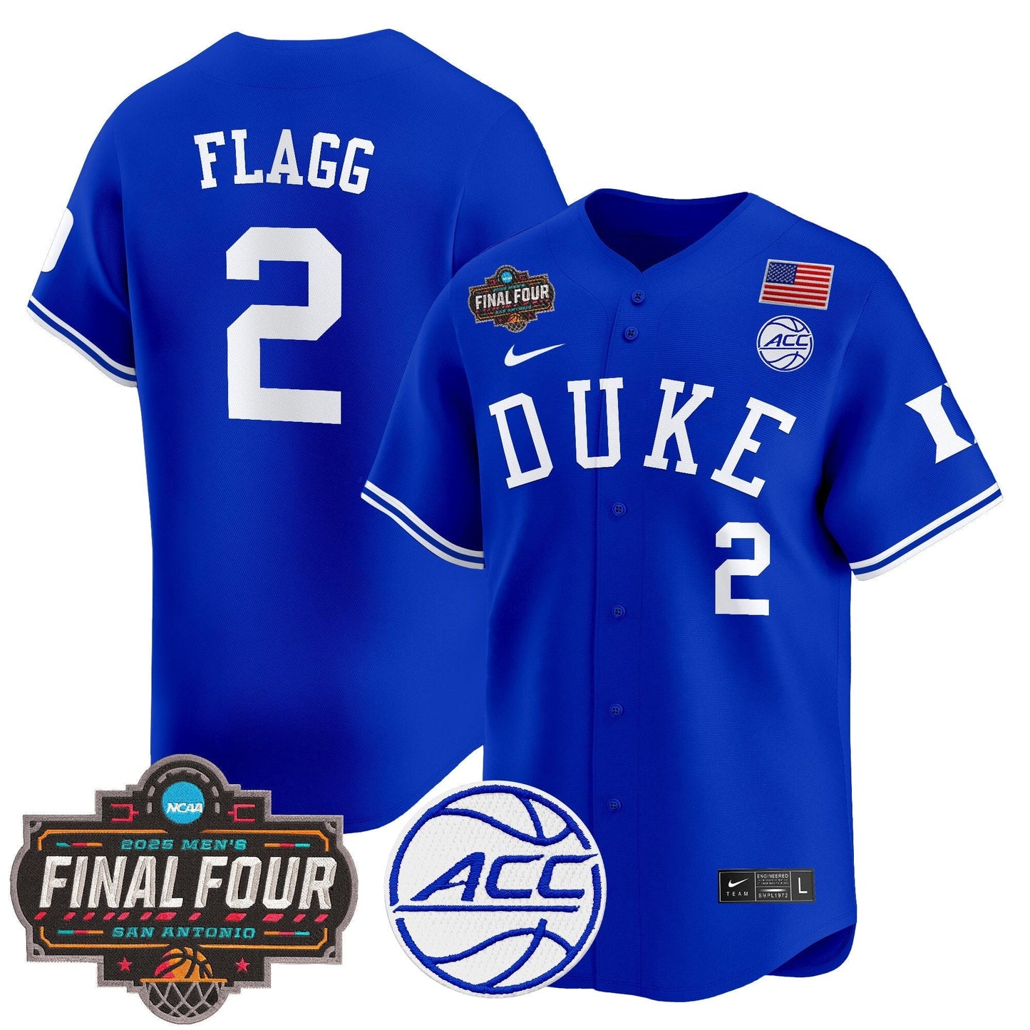 Men's Duke Blue Devils 2025 Final Four Patch Vapor Baseball Jersey - All Stitched