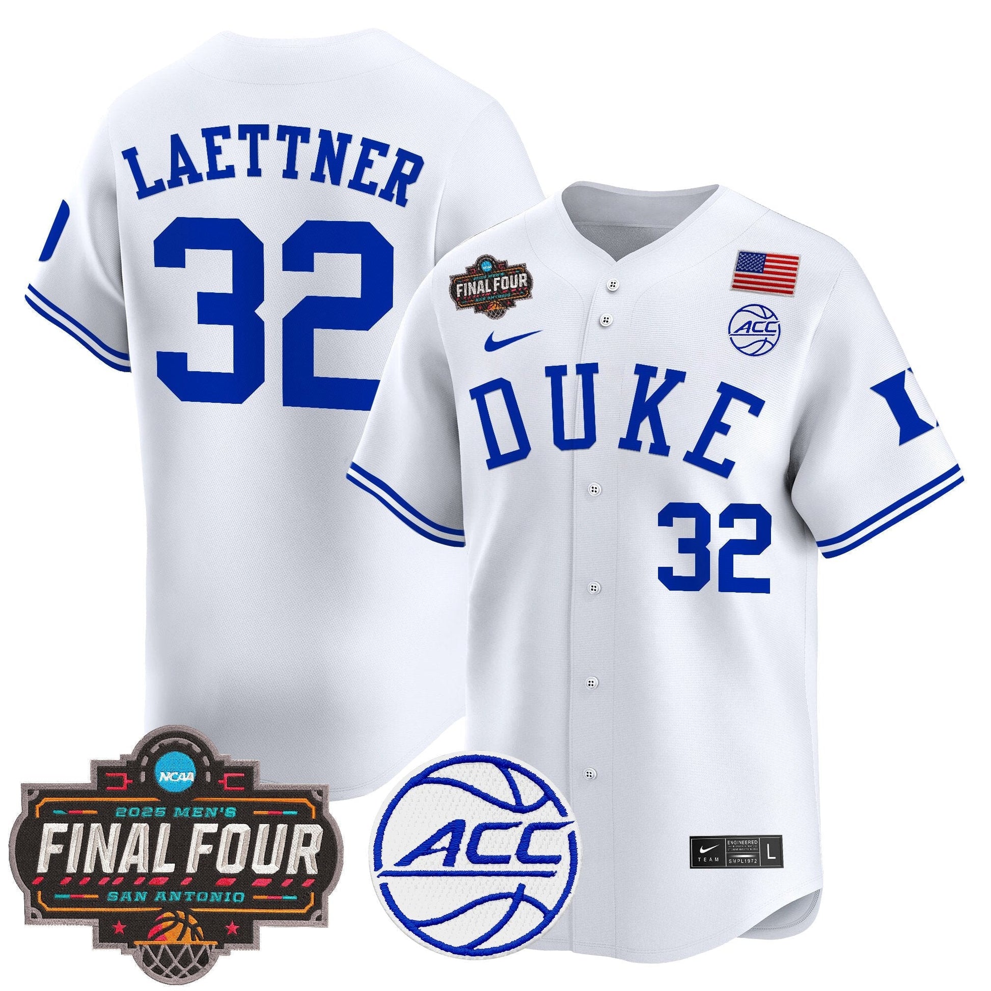 Men's Duke Blue Devils 2025 Final Four Patch Vapor Baseball Jersey - All Stitched