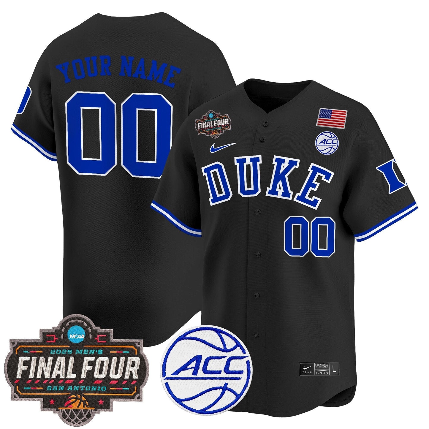 Duke Blue Devils 2025 Final Four Patch Vapor Baseball Custom Jersey - All Stitched