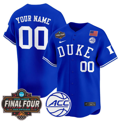 Duke Blue Devils 2025 Final Four Patch Vapor Baseball Custom Jersey - All Stitched