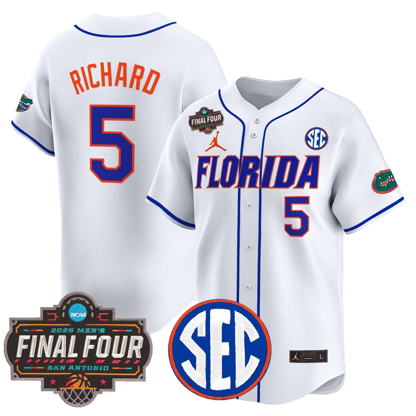 Men's Florida Gators 2025 Final Four Patch Vapor Baseball Jersey - All Stitched